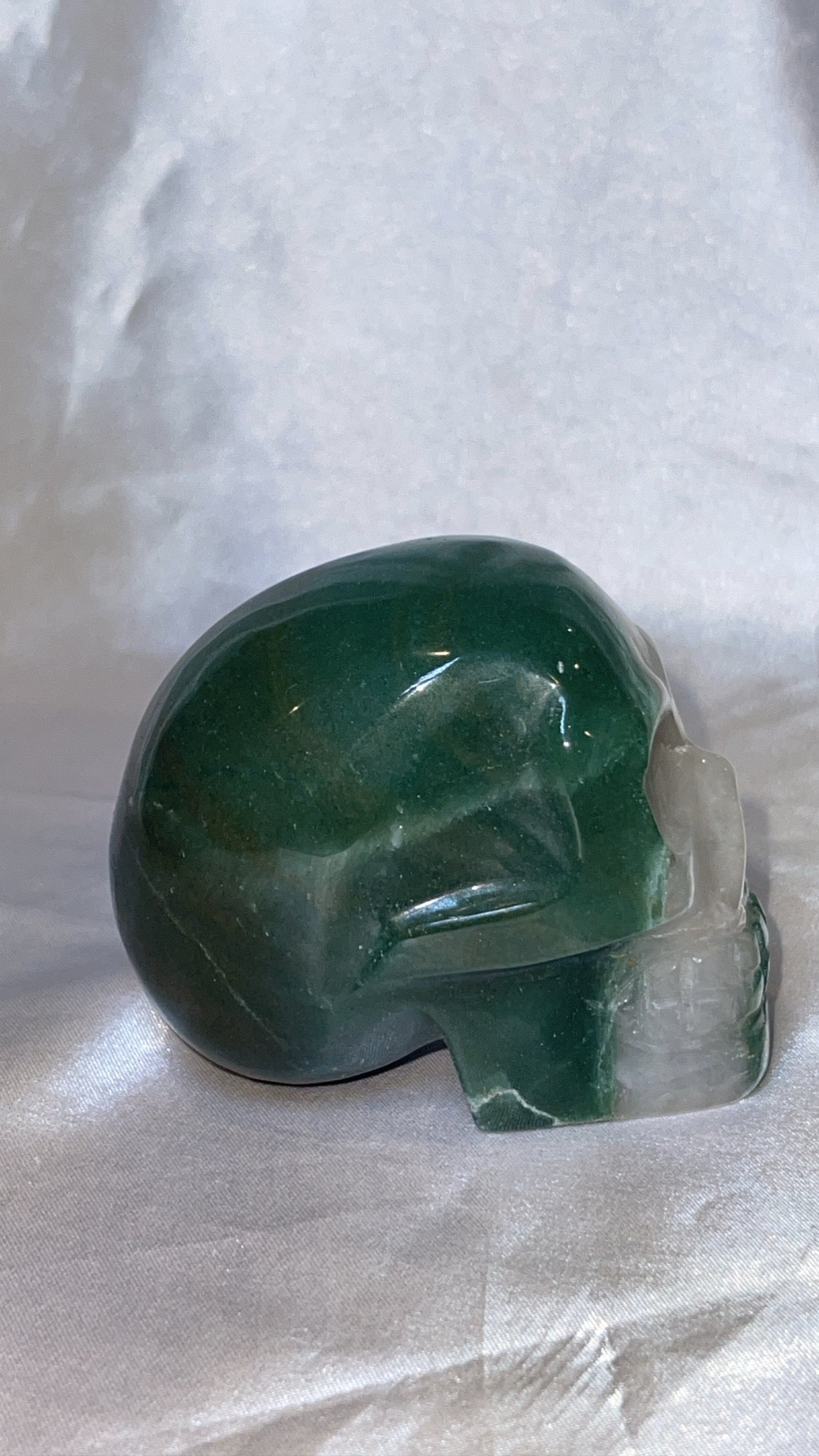 Green Adventurine & Quartz Master Carved Skull