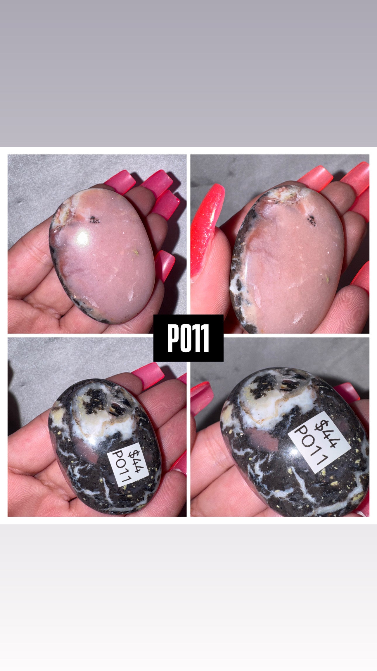 Pink Dendritic Opal AA Palmstone