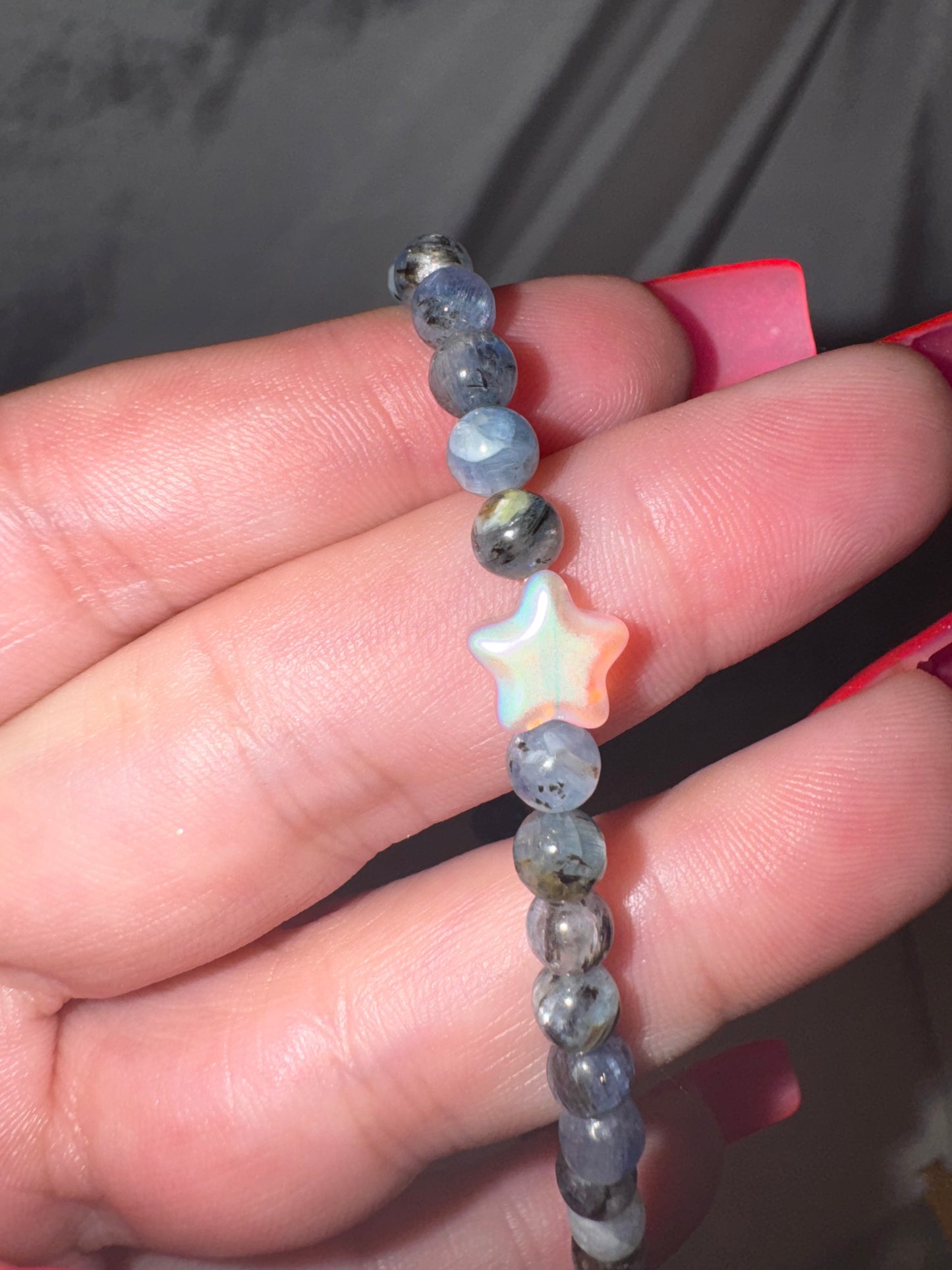 Blue Kyanite 4mm Bracelet with Jack Skellington Charm (last one!)