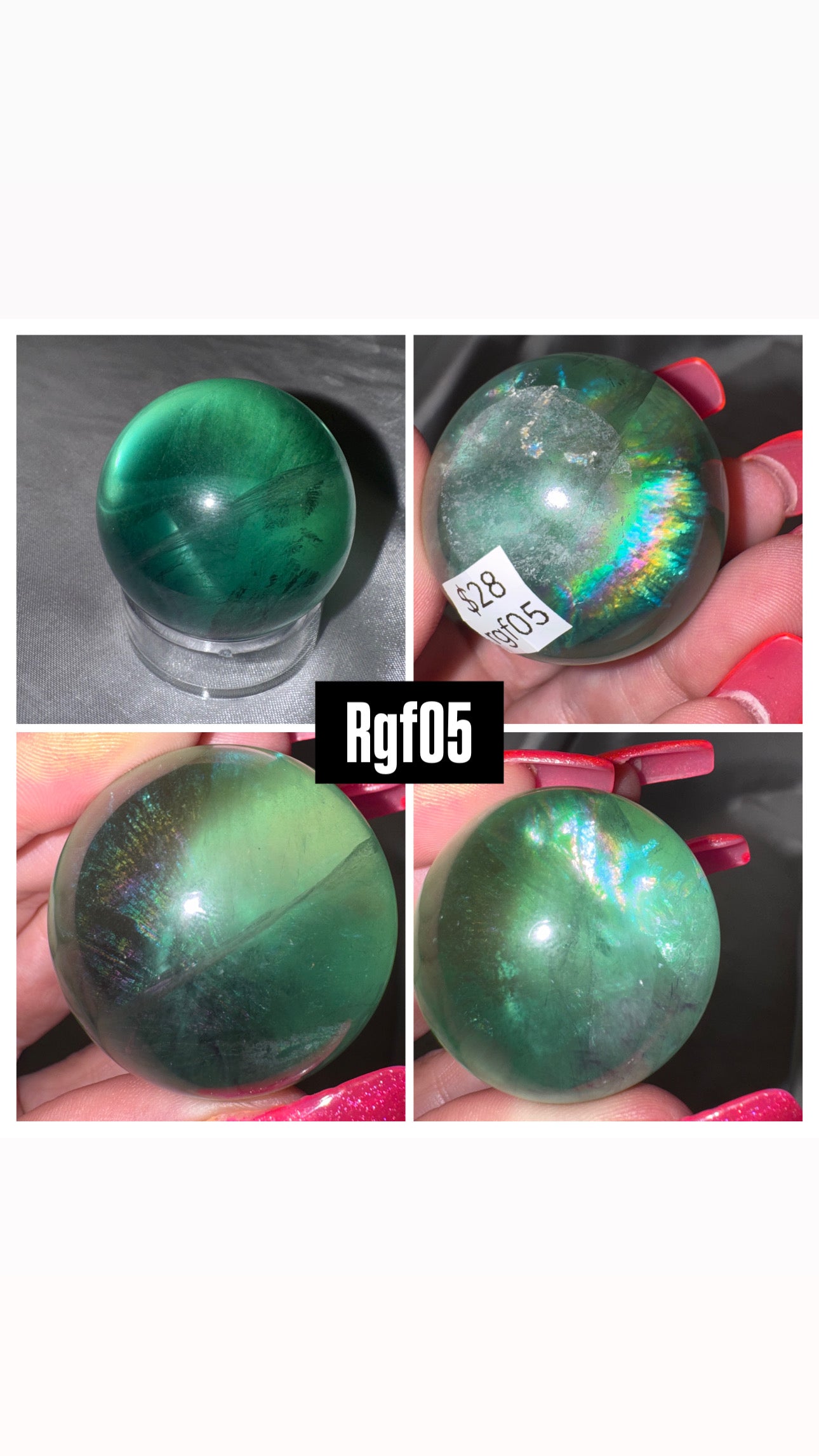 Rainbow Green Fluorite AAA Sphere