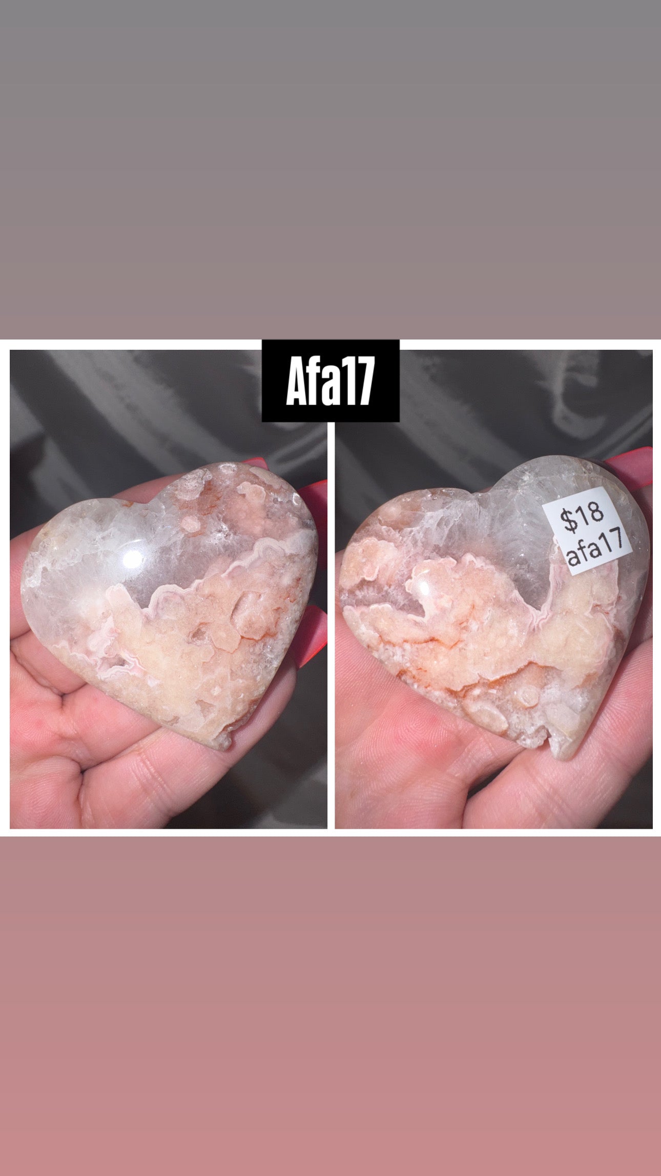 Amethyst Flower Agate AAA Heart/Palmstone