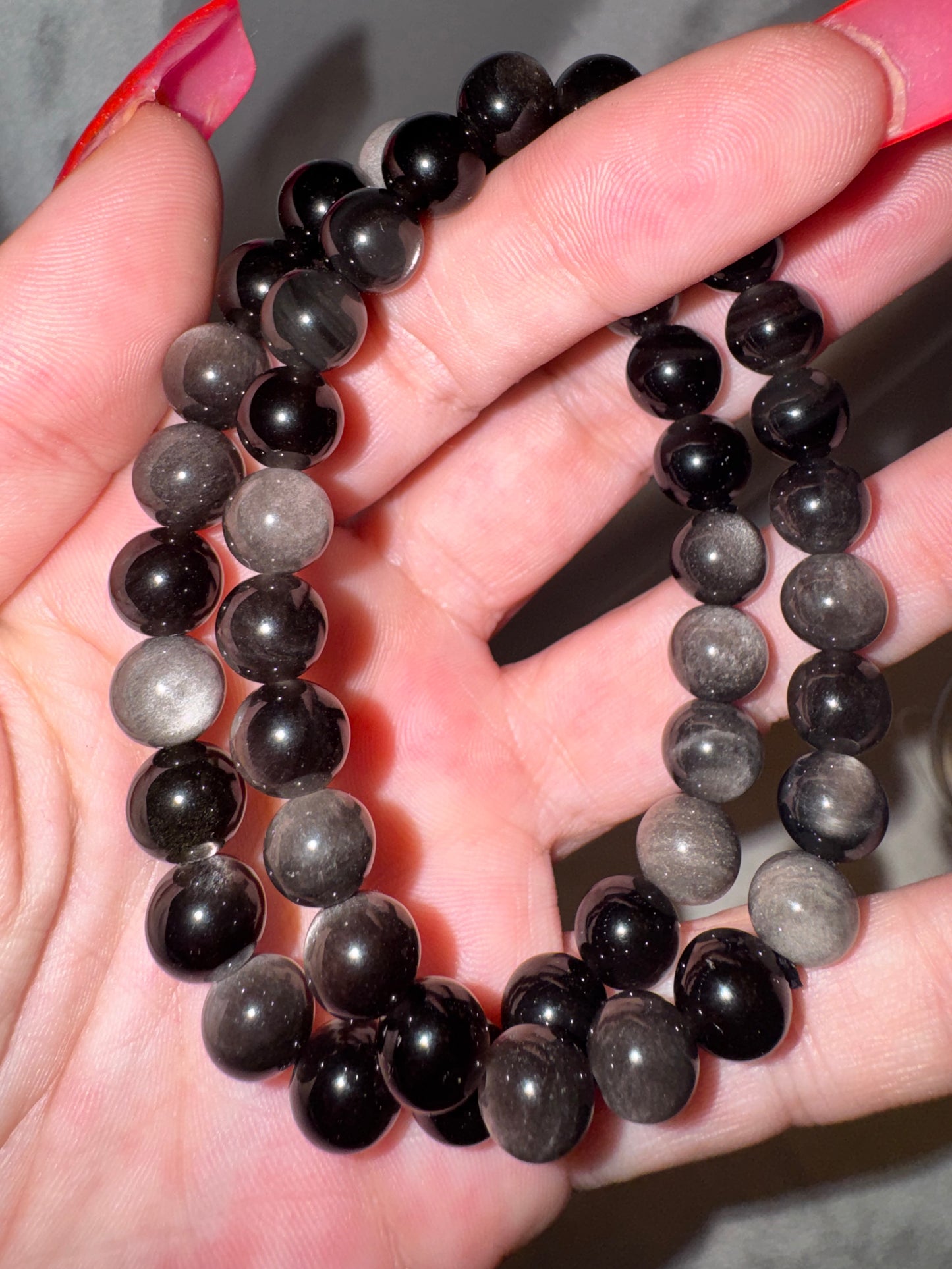 Silver Sheen Obsidian 8mm Bracelet