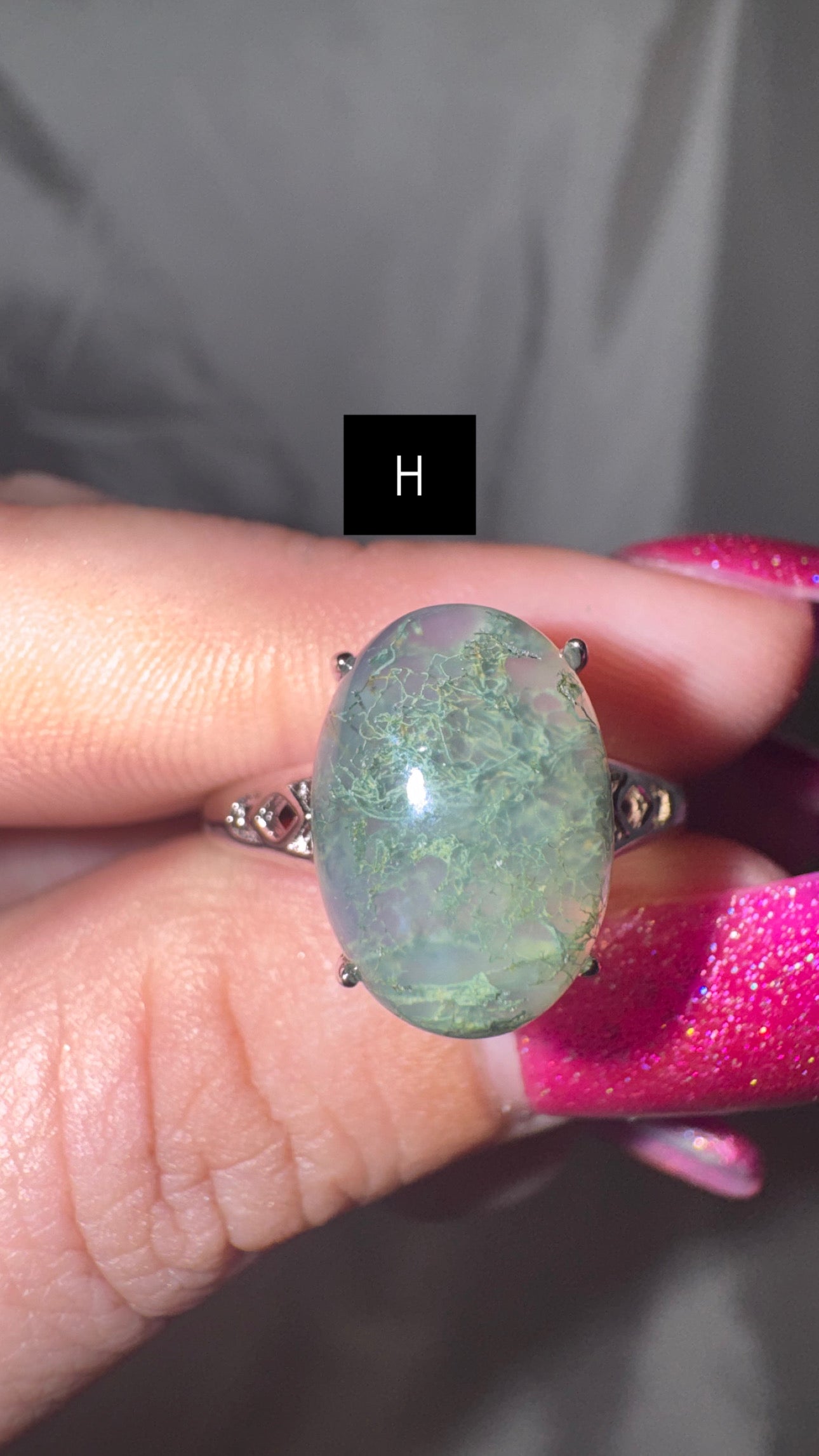 Moss Agate Adjustable Ring