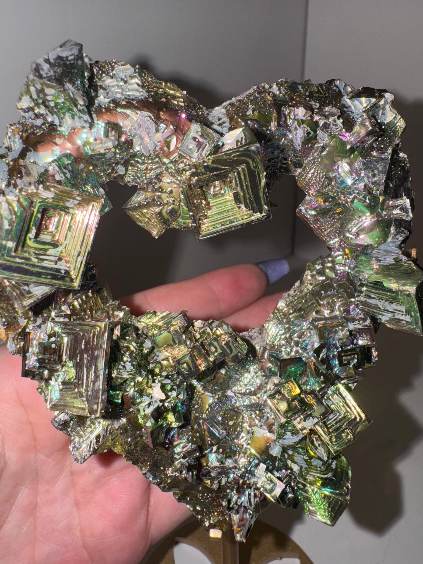 Bismuth Large Heart on Stand