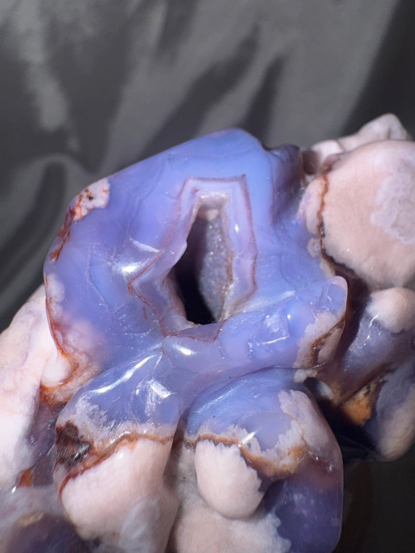 Blue Flower Agate AAA XL Flower on Stand