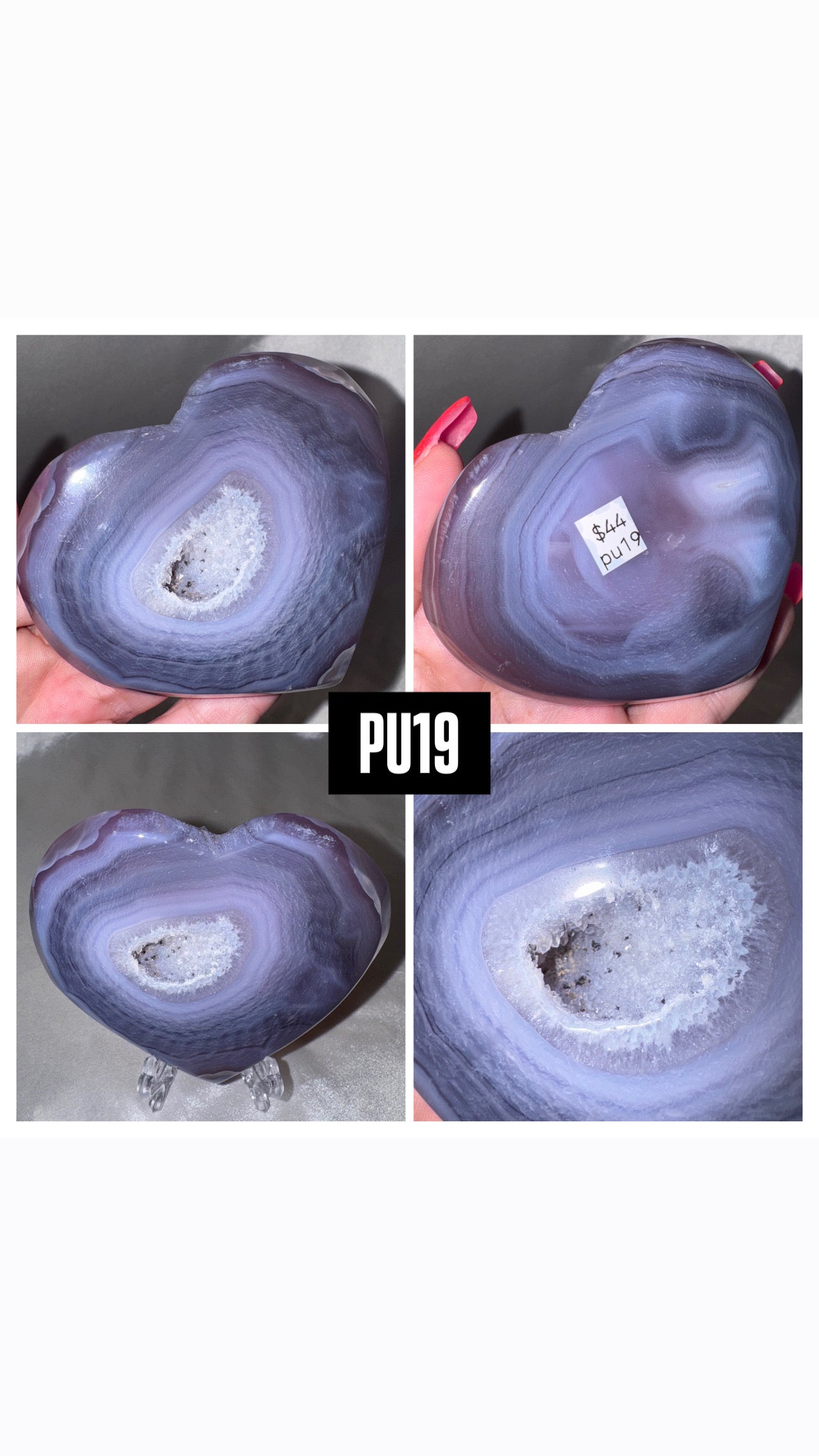 Jelly Agate Large Heart (with stand)