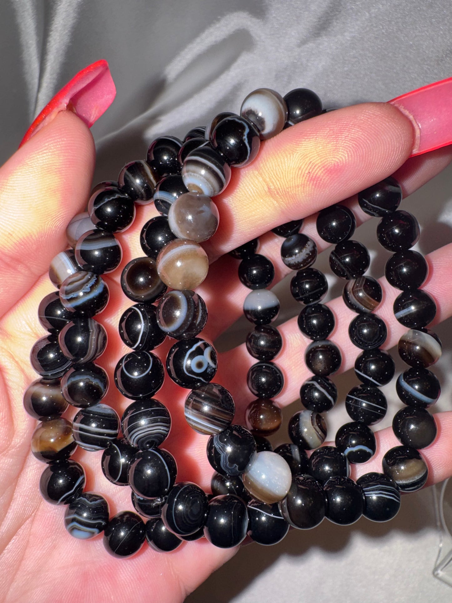 Black Banded Agate AAA 8mm/10mm Bracelet