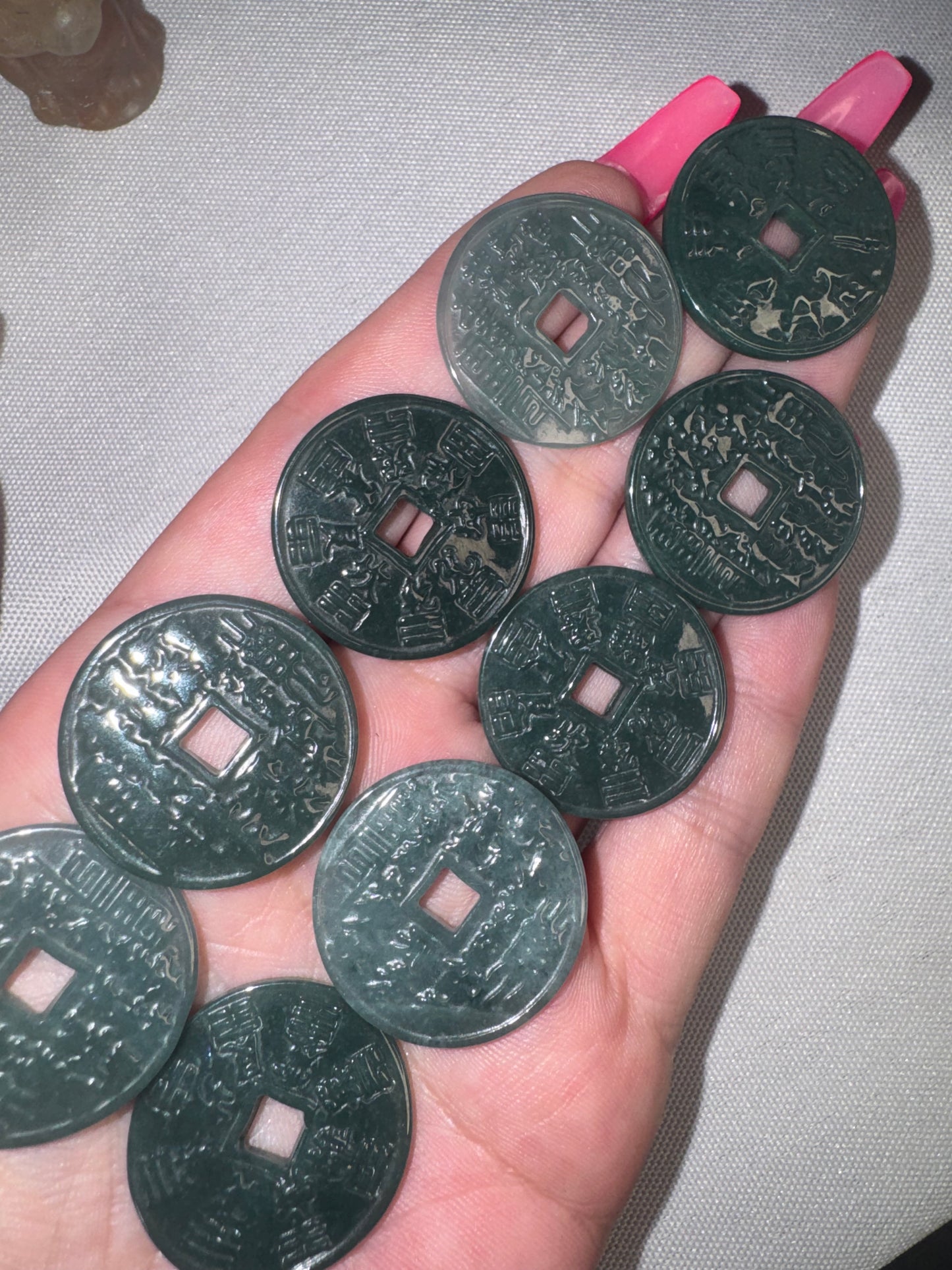 Blue Water Jade Chinese Lucky Coin