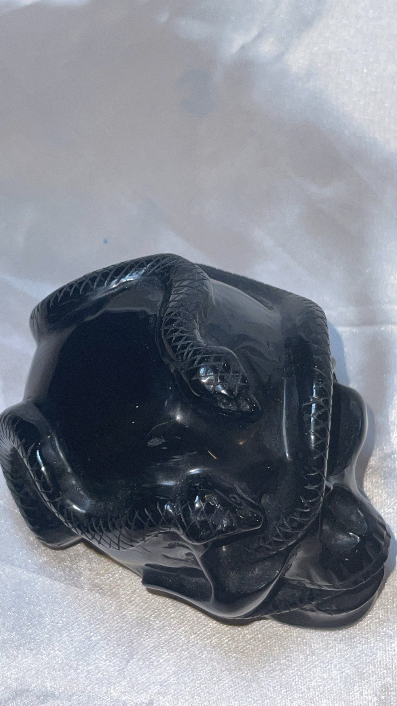 Obsidian Large Snake Skull