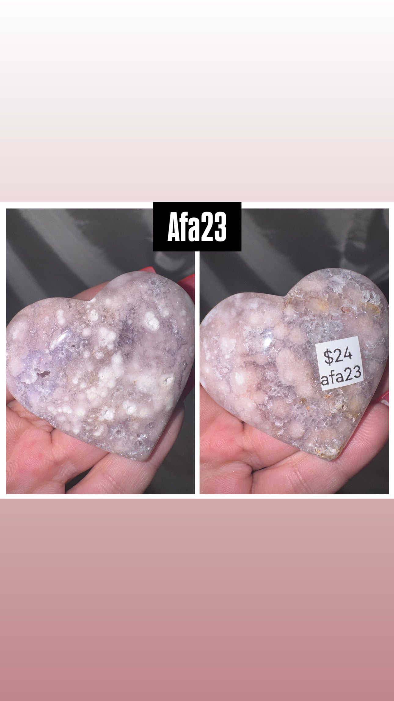 Amethyst Flower Agate AAA Heart/Palmstone