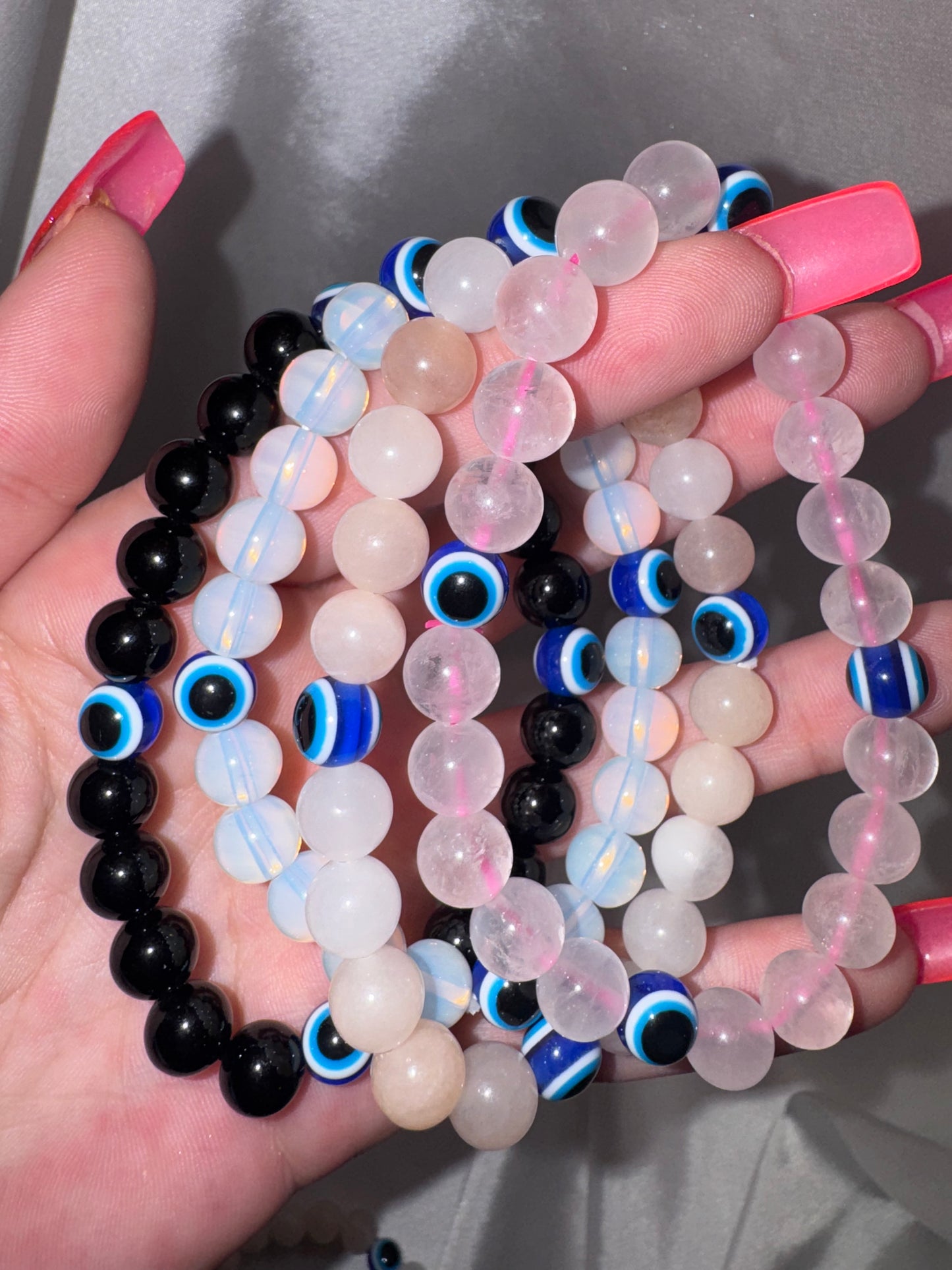 Crystal Protection Evil Eye 8mm Bracelet