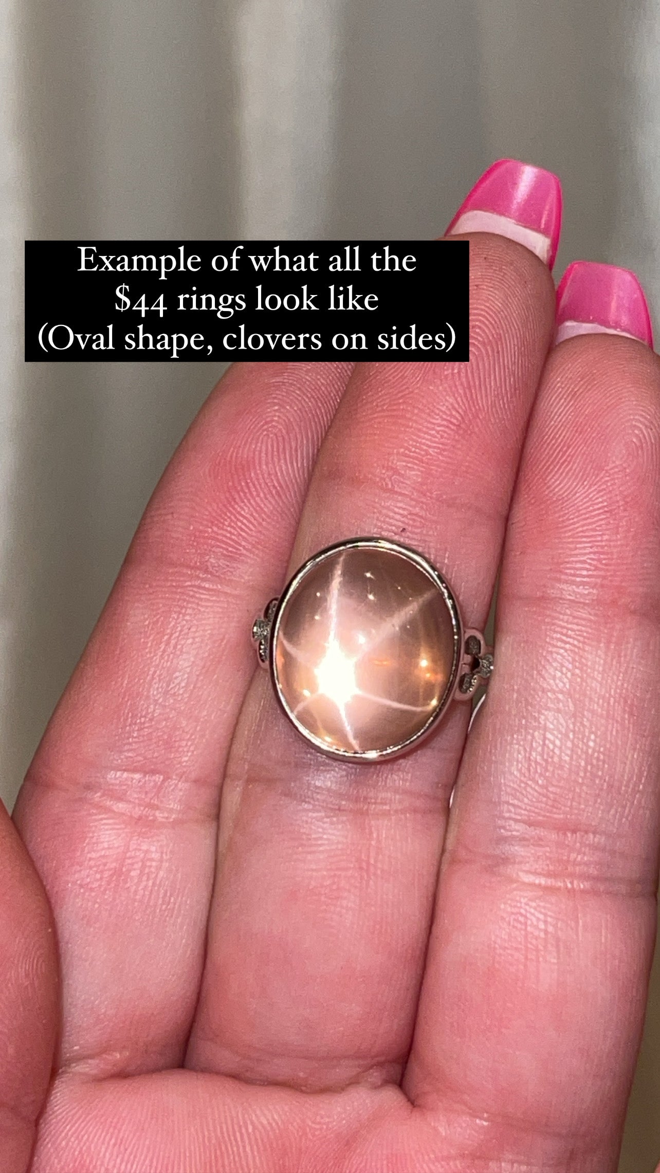 Star Rose Quartz AAA 925 Sterling Silver Adjustable Ring