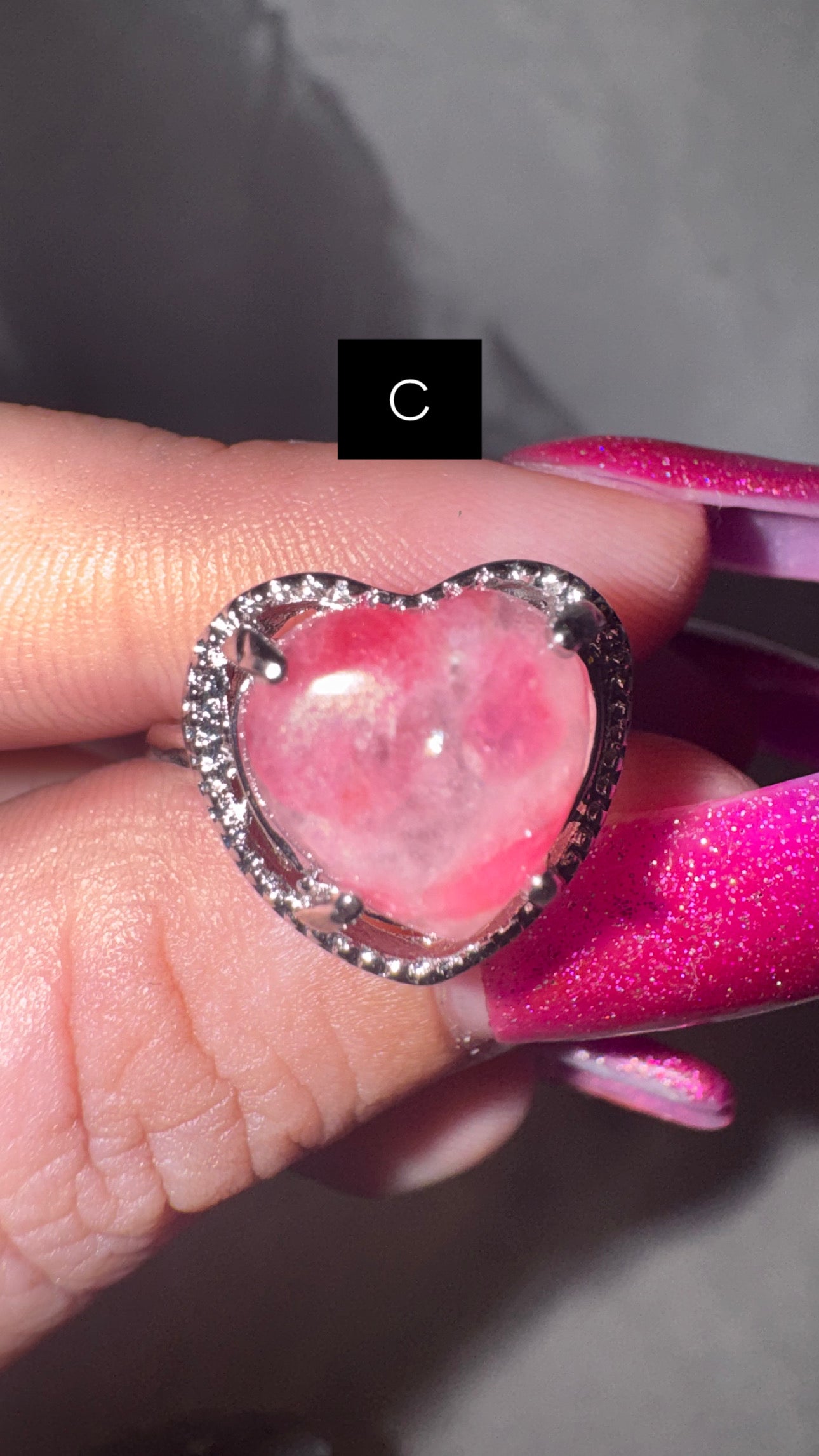 Rhodonite in Quartz Adjustable Ring