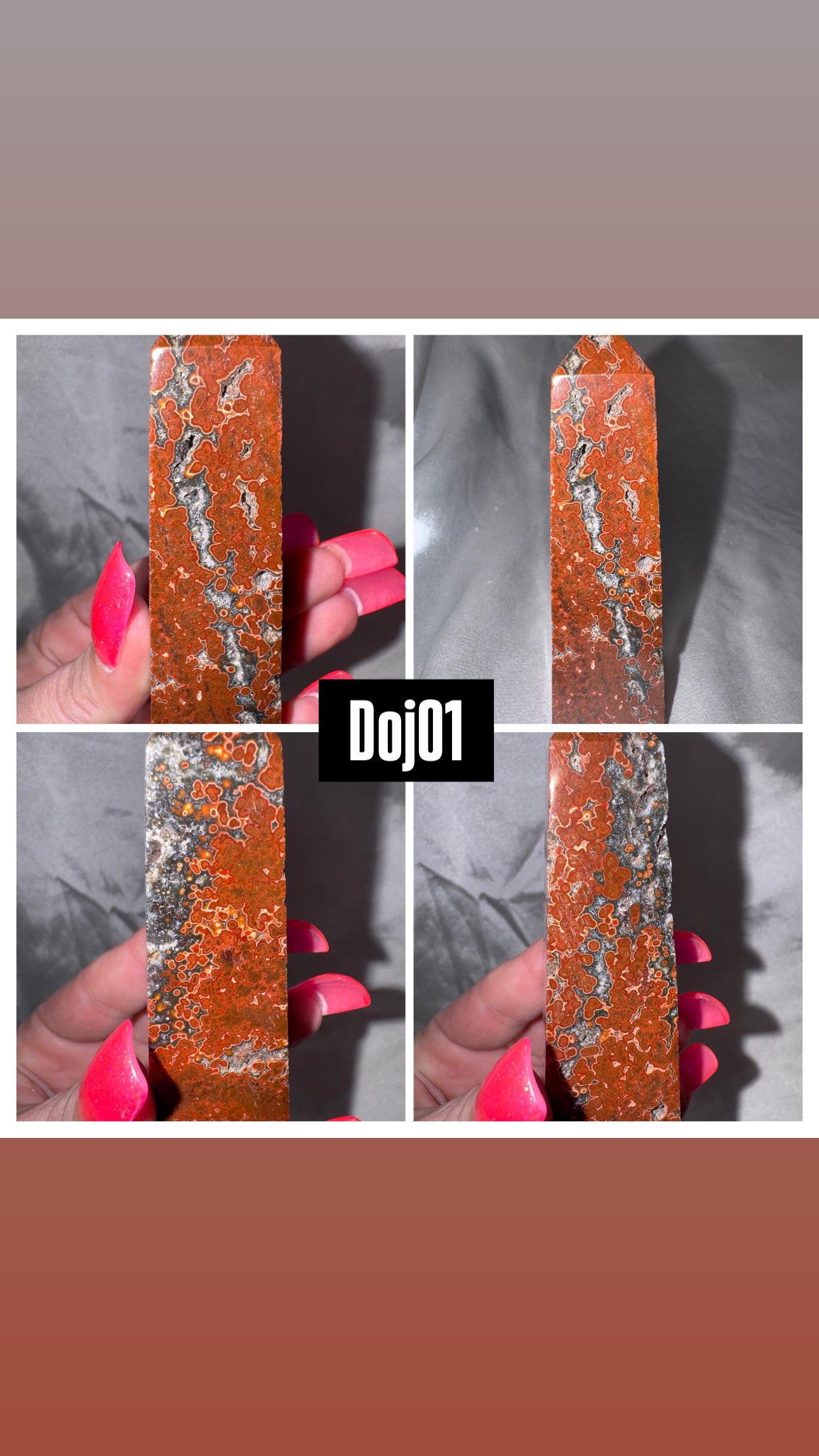 Red Druzy Ocean Jasper Obleisk
