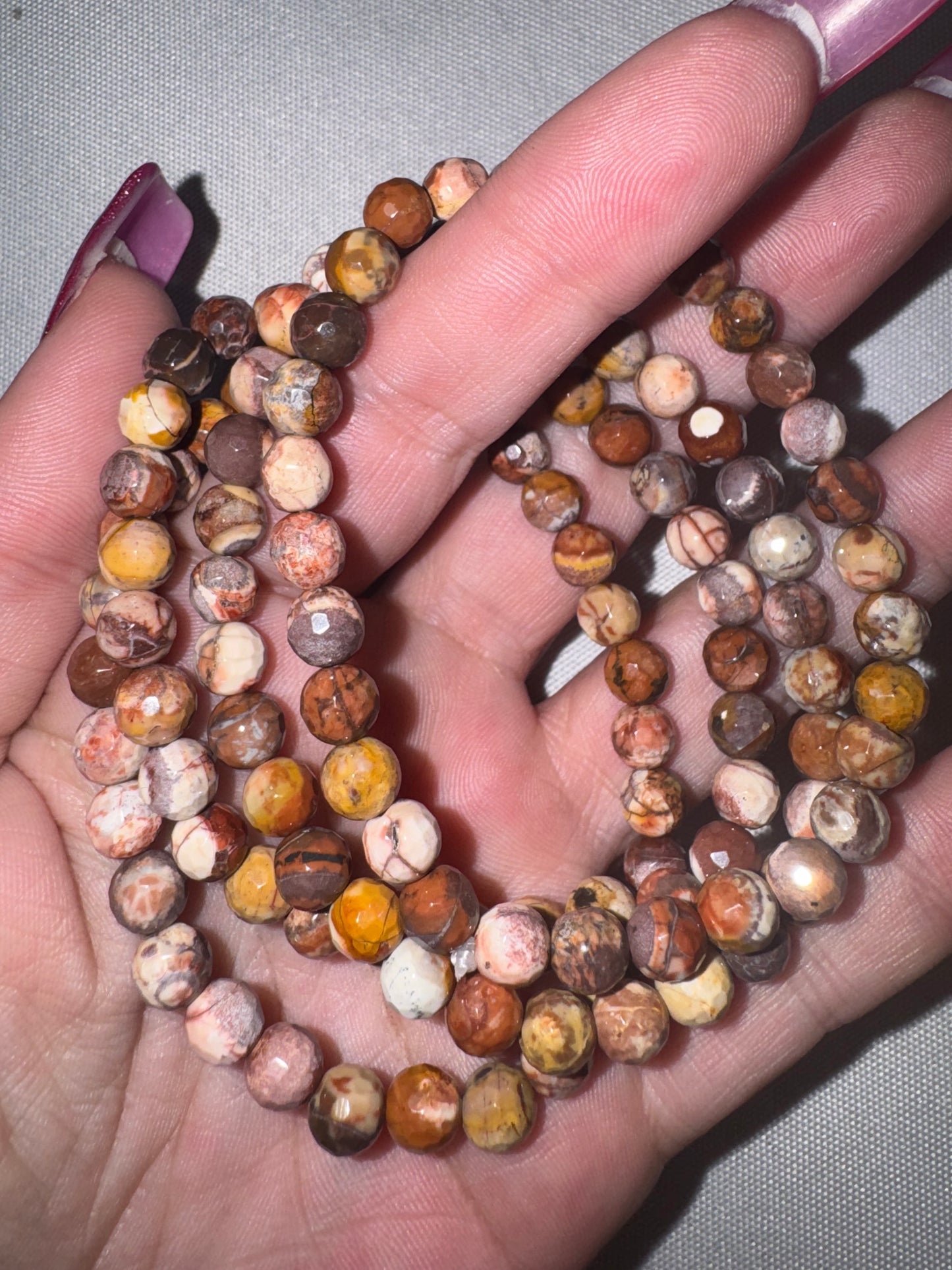 Birds Eye Rhyolite Faceted Bracelet (6mm)