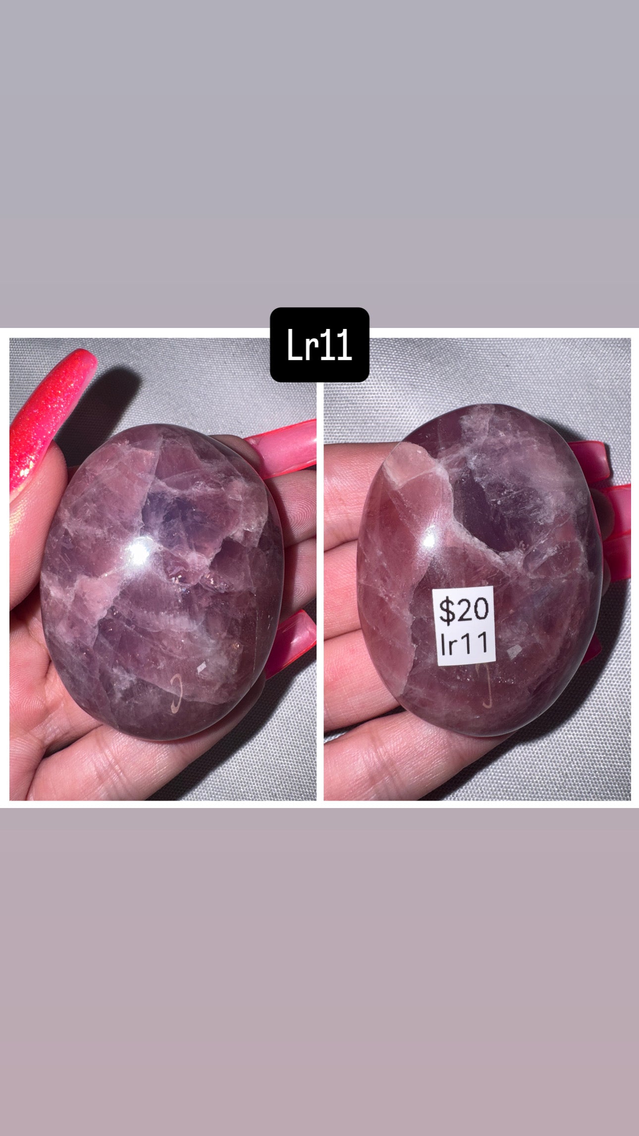 Lavender Rose Quartz Palmstone