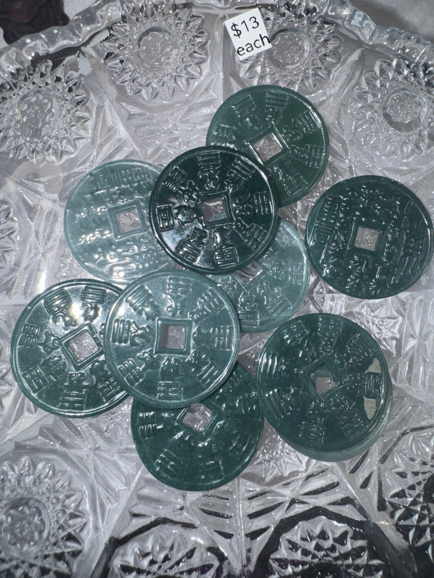Blue Water Jade Chinese Lucky Coin