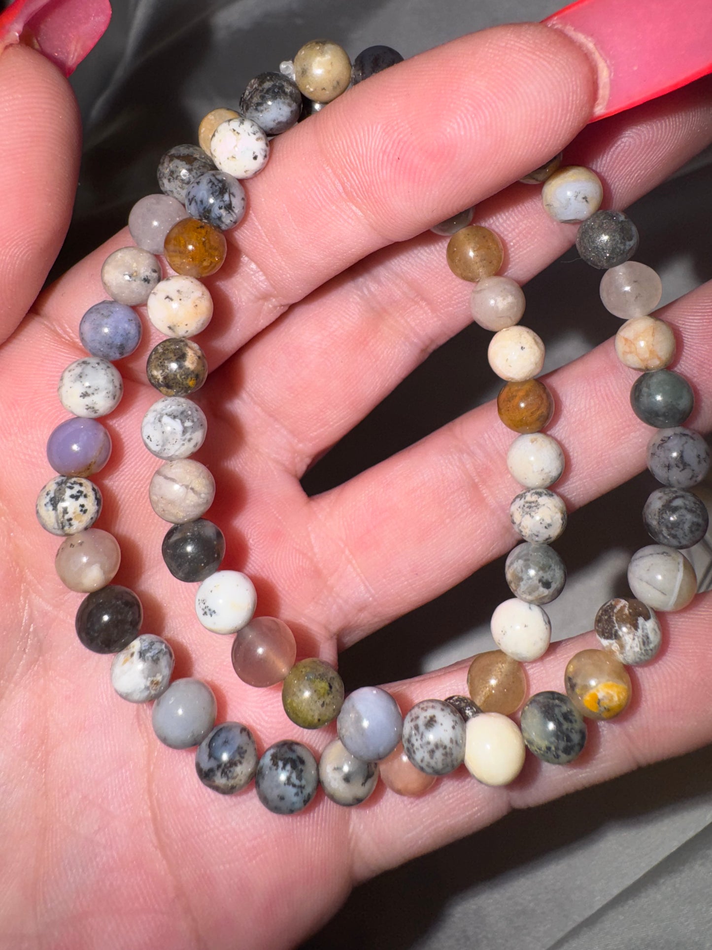 Amethyst Sage Dendritic Opal 6mm Bracelet