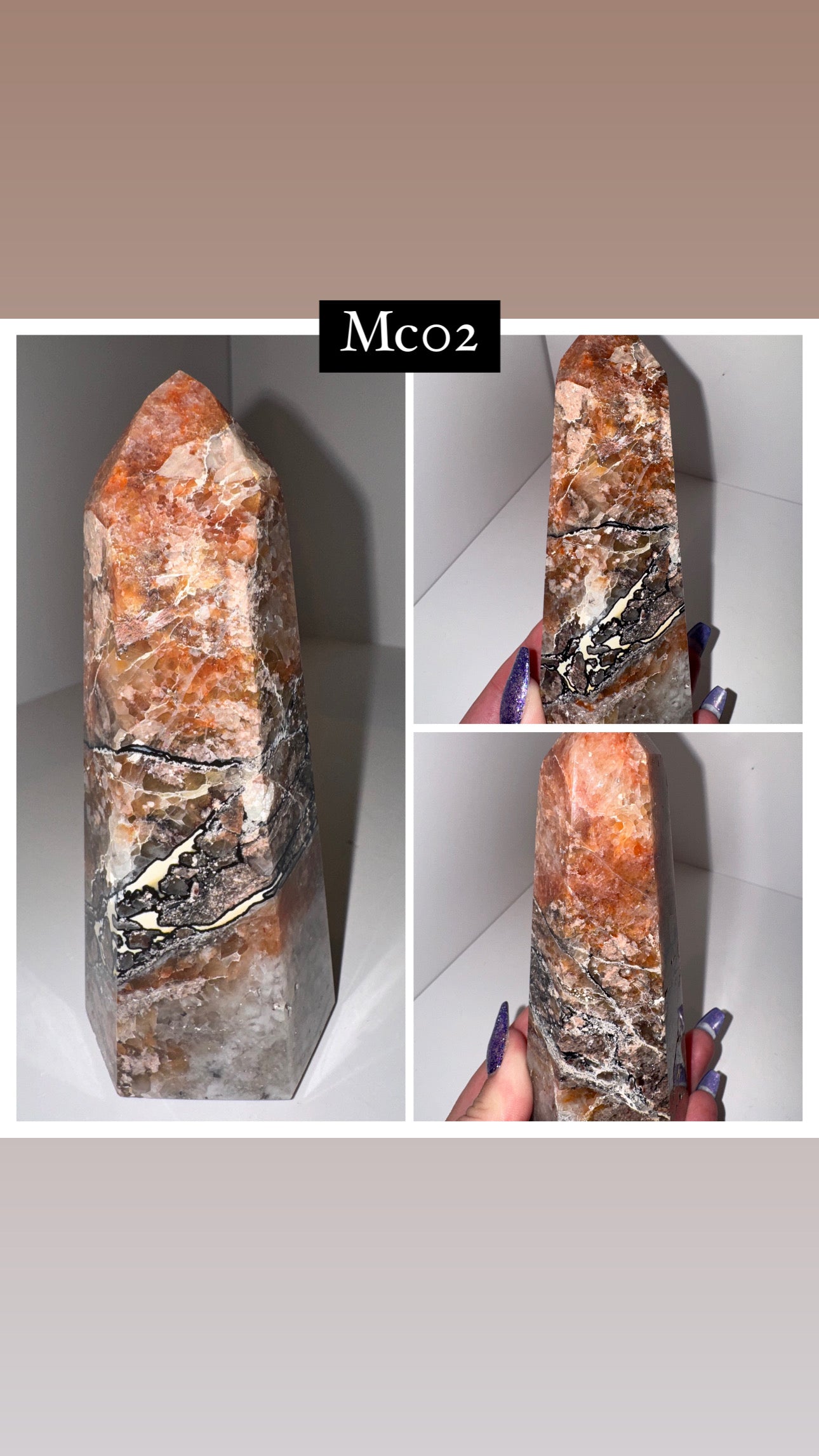 Fire Quartz Mosaic Chalcedony Large Tower