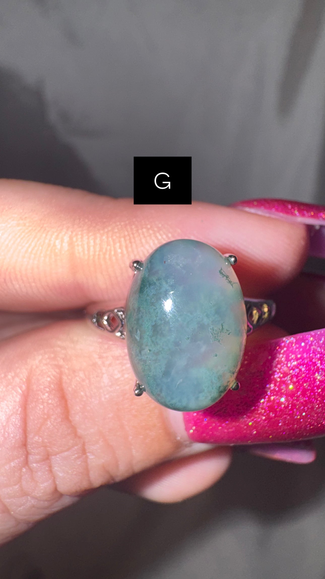 Moss Agate Adjustable Ring
