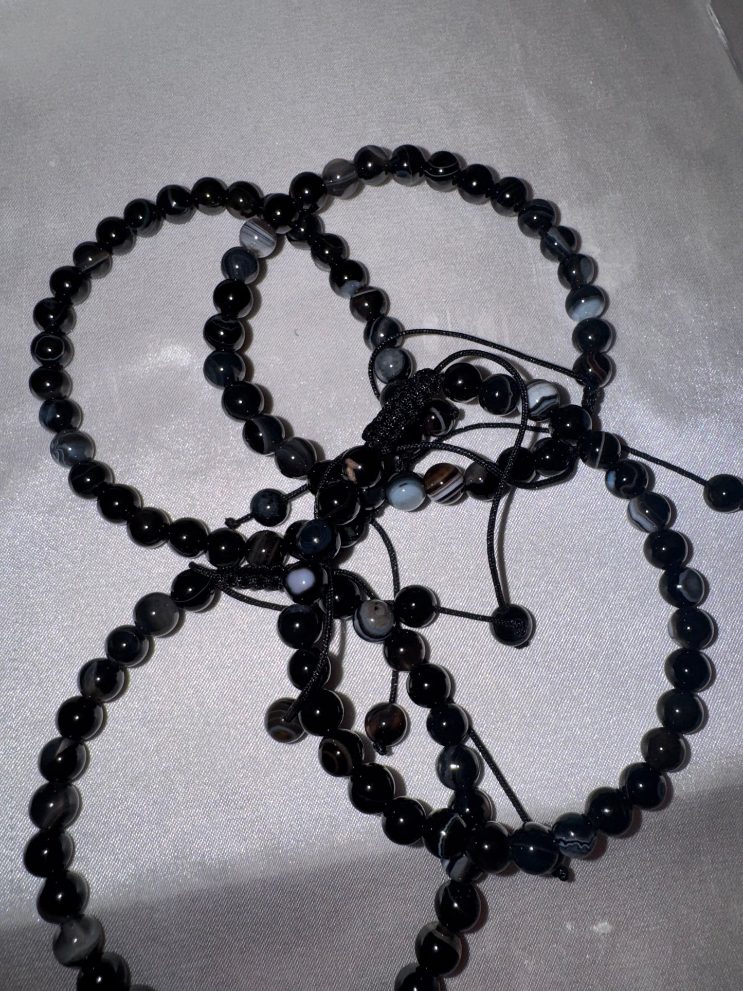 Black Agate 6mm Adjustable Bracelet