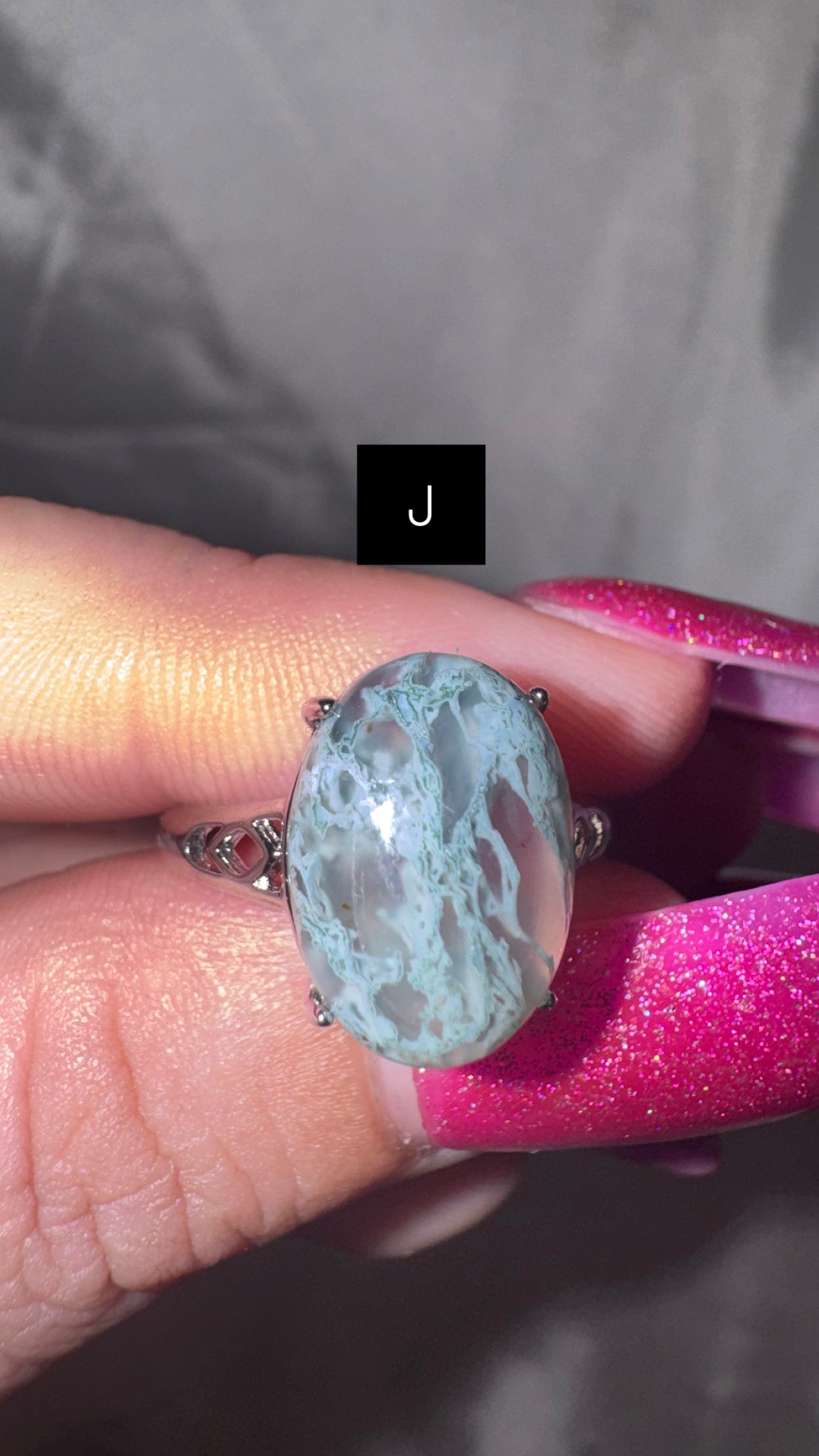 Moss Agate Adjustable Ring