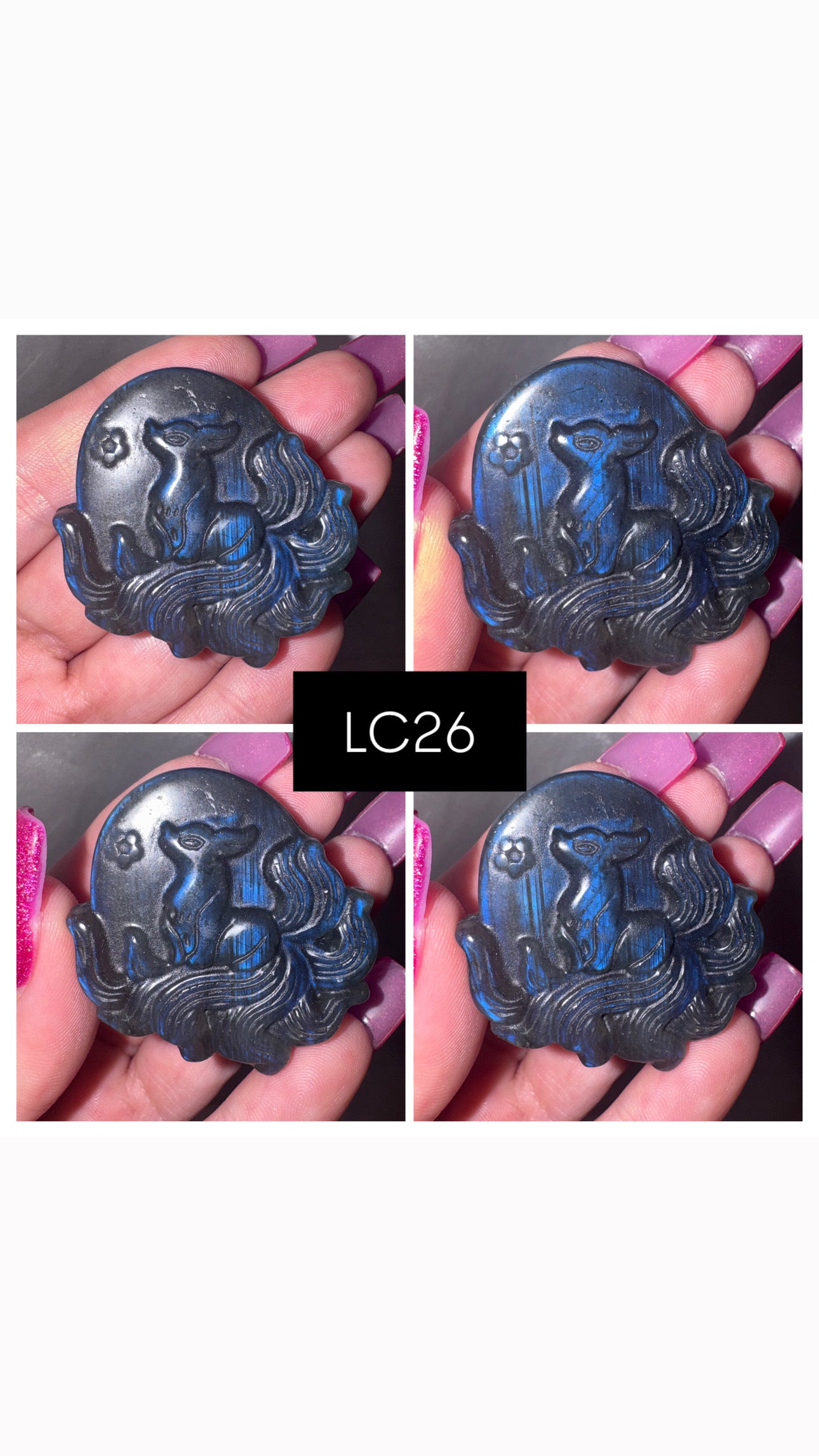 Labradorite Ninetail Fox Carving