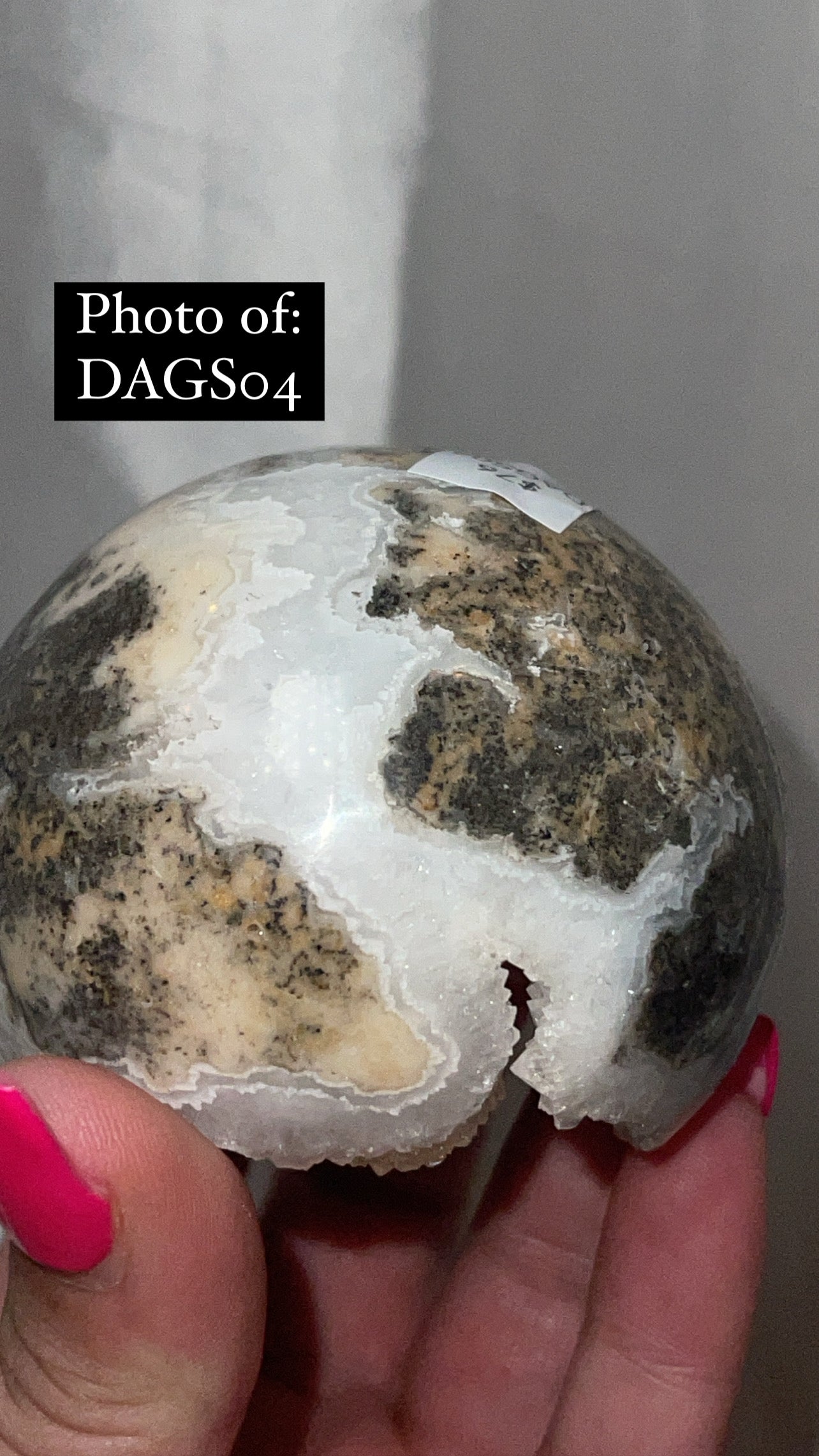 Druzy Plume Agate Dendritic Chalcedony High Quality Large Sphere (68mm)