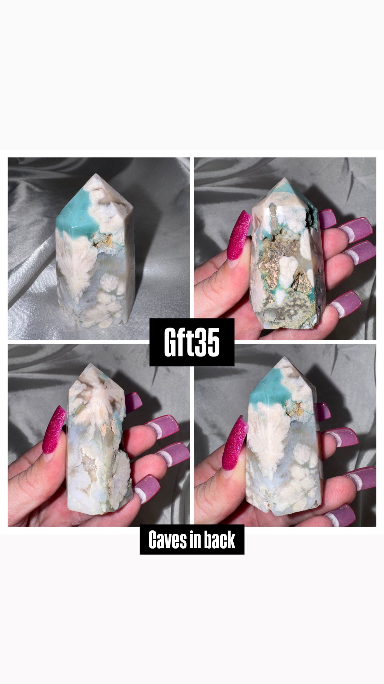 Green Flower Agate Tower