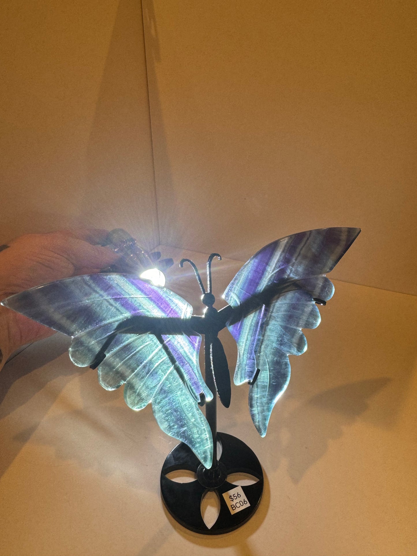 Fluorite Large Butterfly on stand