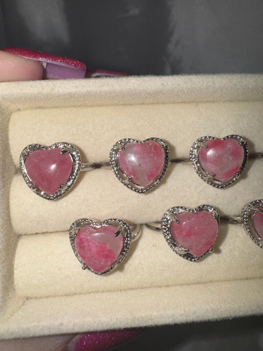 Rhodonite in Quartz Adjustable Ring