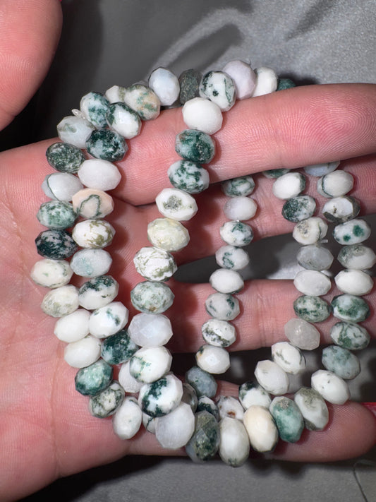 Tree Agate 8mm Faceted Bracelet