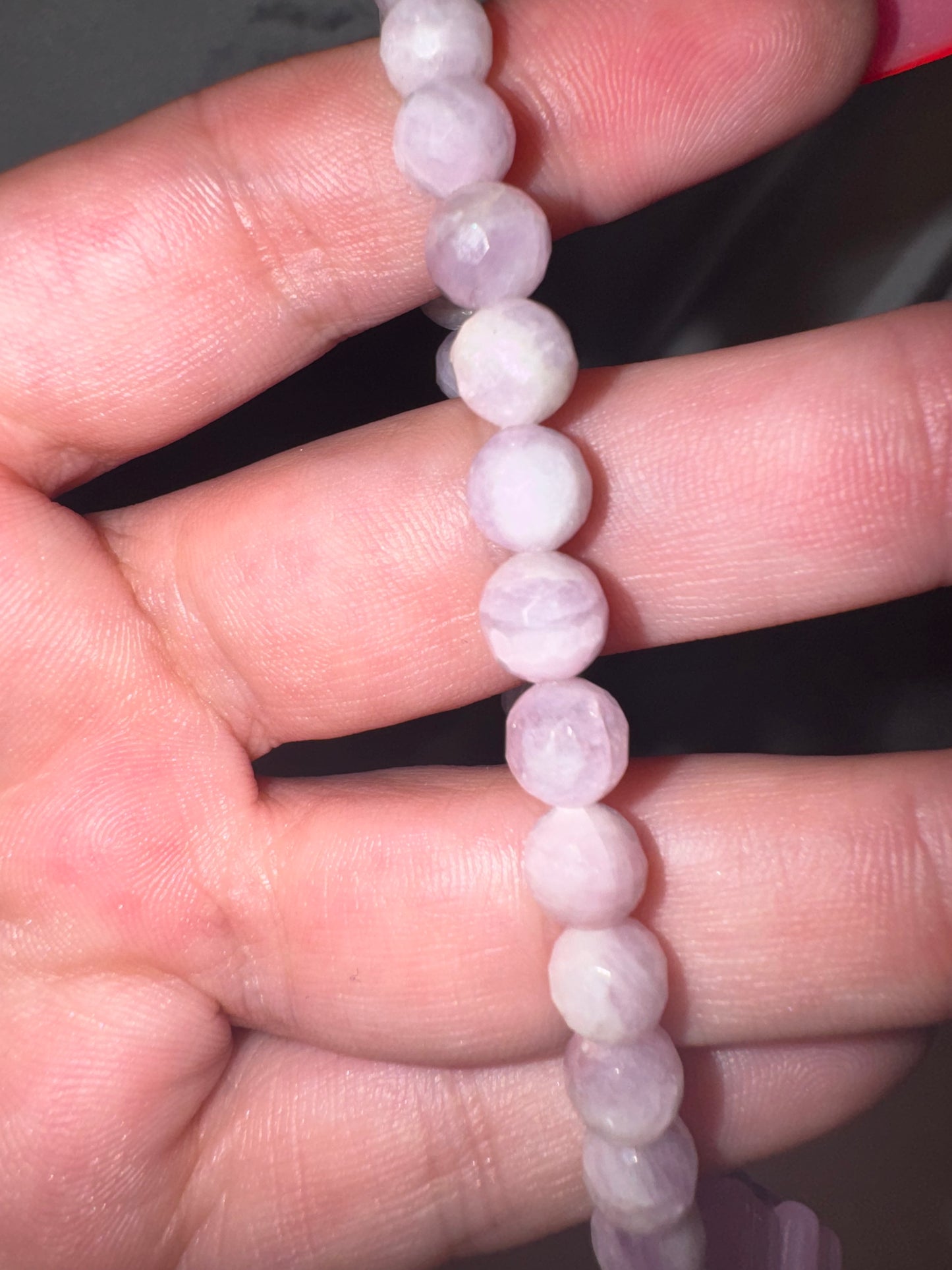 Kunzite 6mm Faceted Bracelet with Glow-In-Dark Skeleton Gummy Bear Charm (last one!)