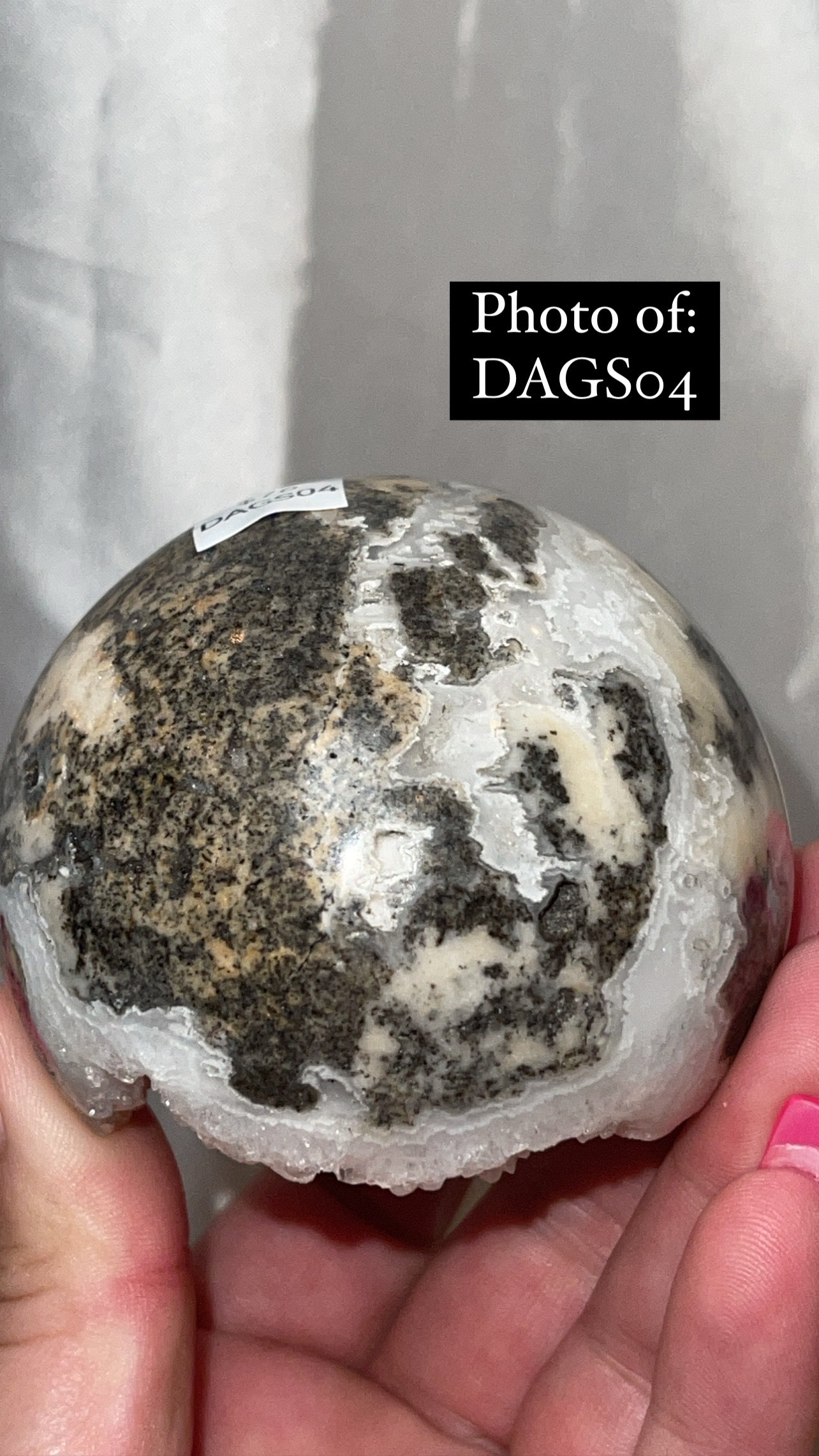 Druzy Plume Agate Dendritic Chalcedony High Quality Large Sphere (68mm)