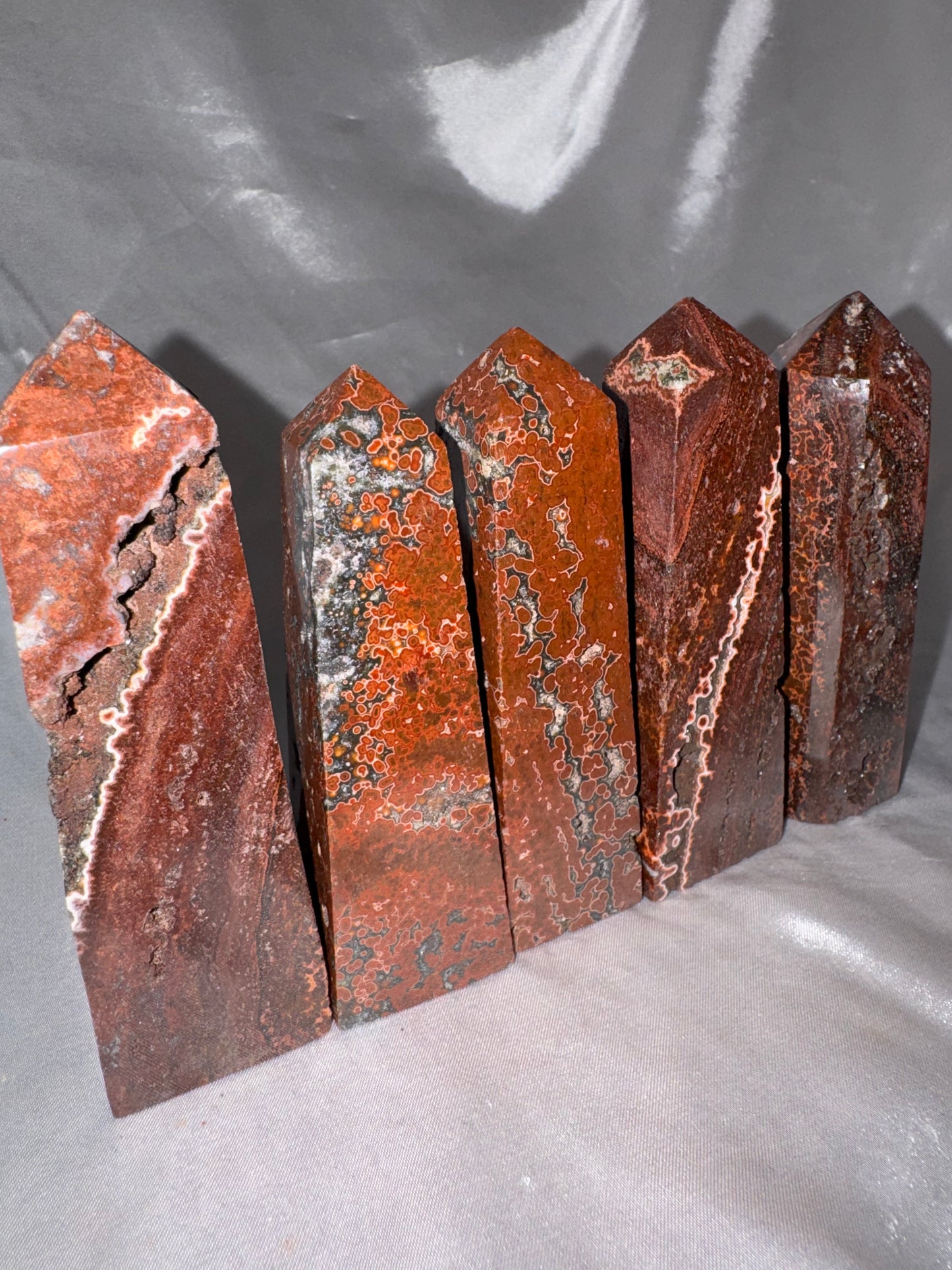 Red Druzy Ocean Jasper Obleisk