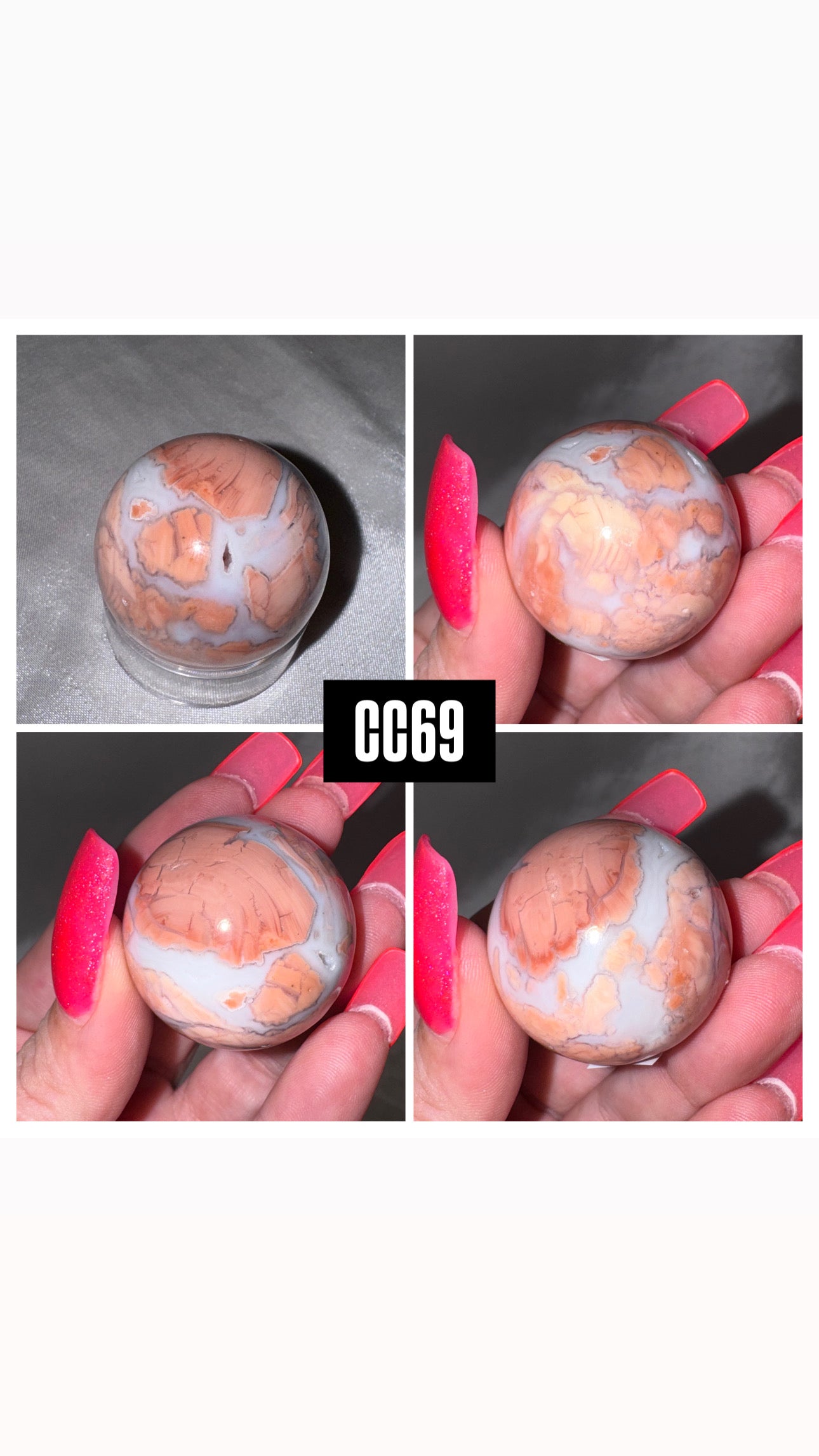 Pink “Cotton Candy” Agate Sphere
