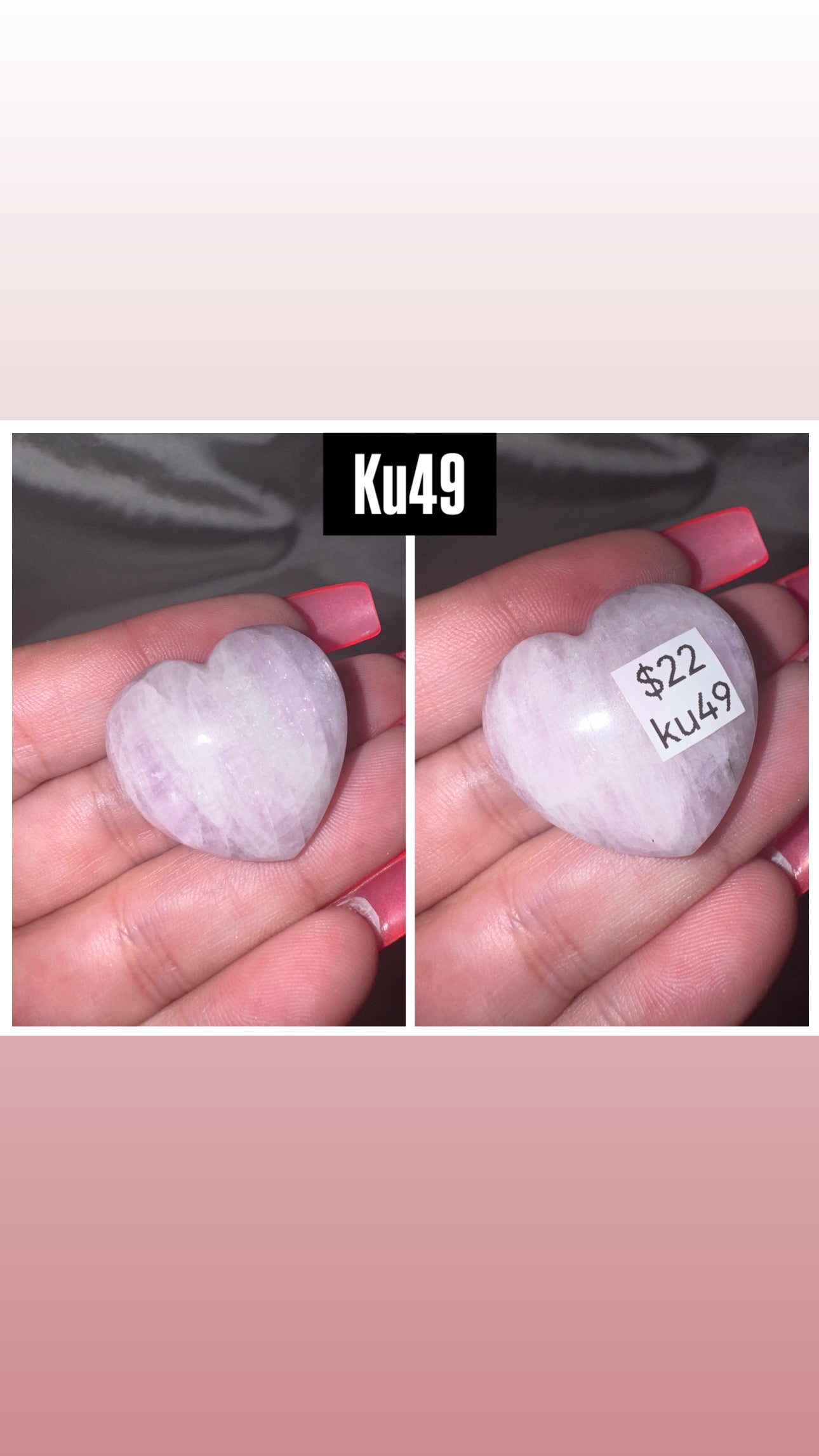 Kunzite AA Heart