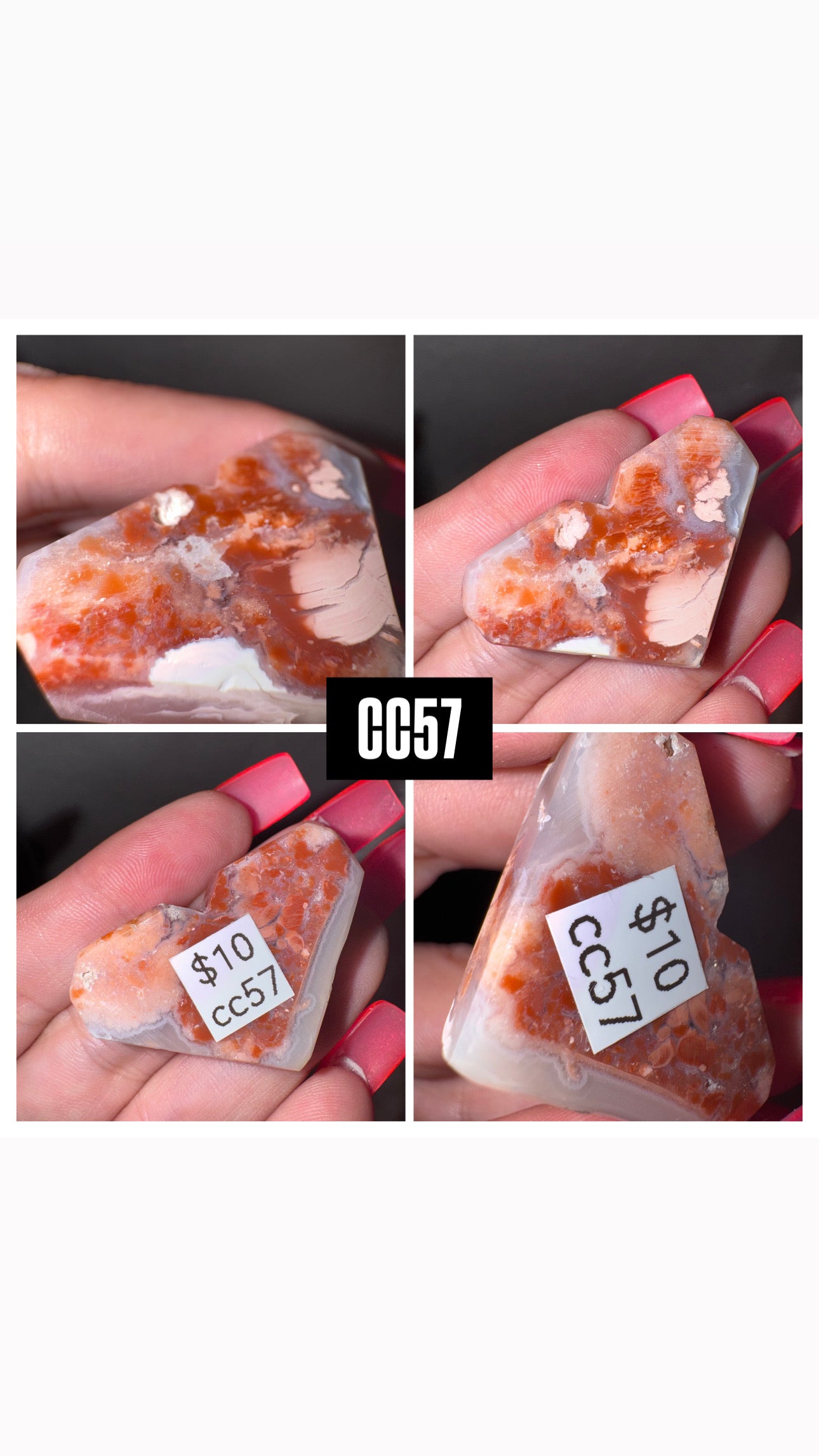 Pink “Cotton Candy” Agate Small Heart