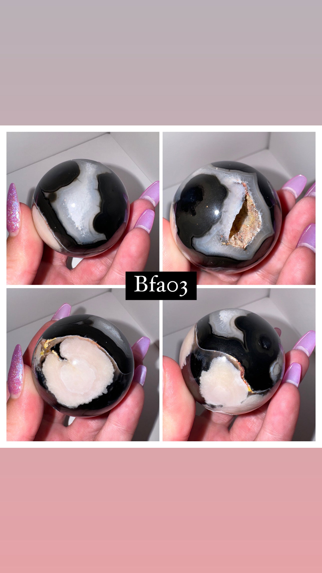 Black Flower Agate Sphere