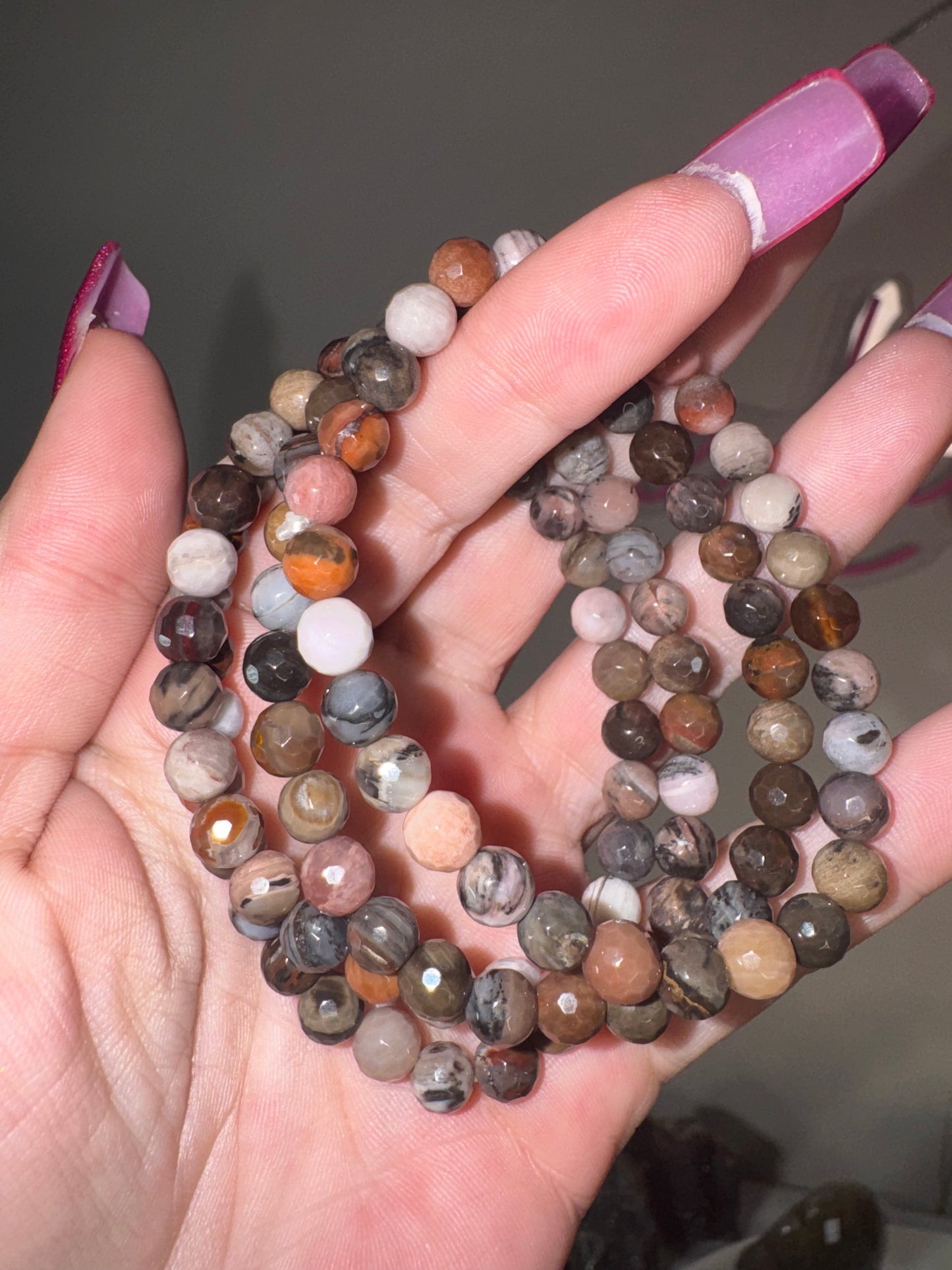 Petrified Wood Faceted Bracelet (6mm)