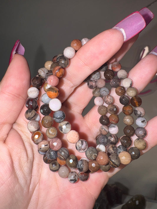Petrified Wood Faceted Bracelet (6mm)