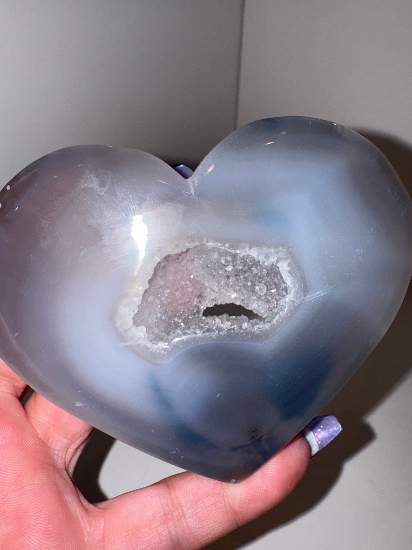 Druzy Agate Large Heart on Stand