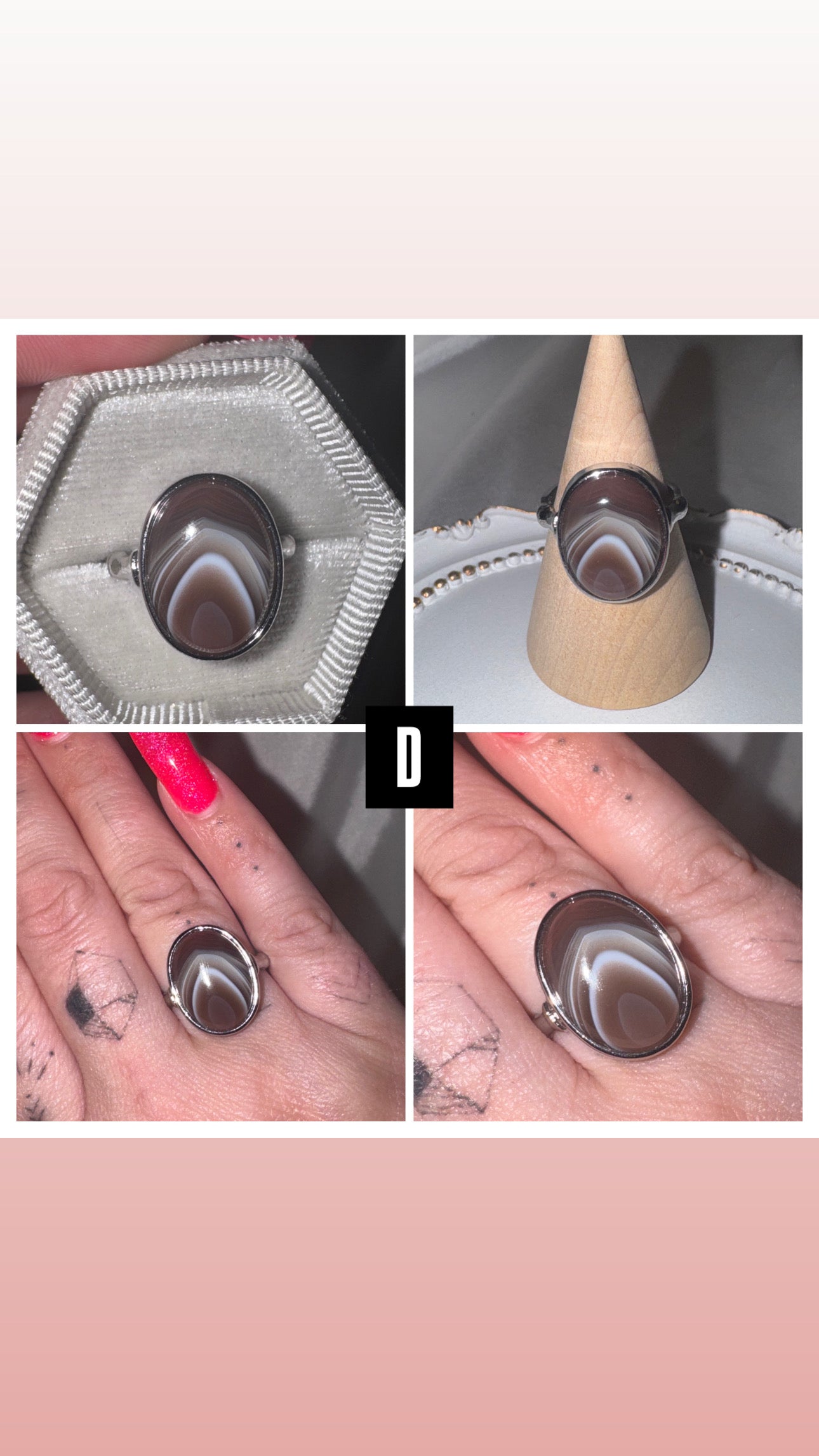 Botswana Agate AAA Adjustable Ring