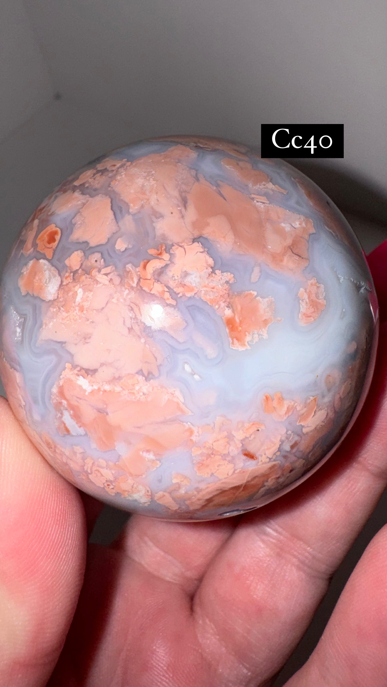 Pink “Cotton Candy” Agate Sphere