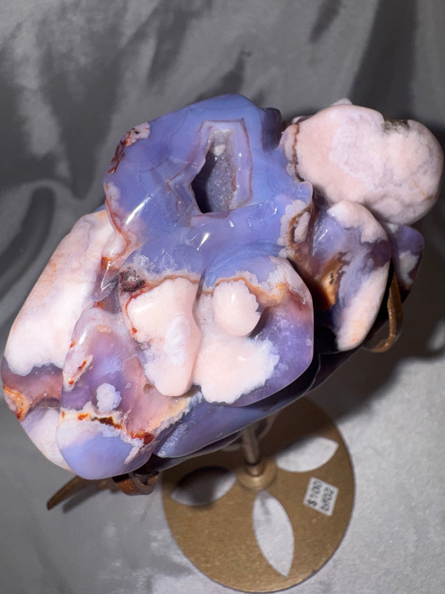 Blue Flower Agate AAA XL Flower on Stand