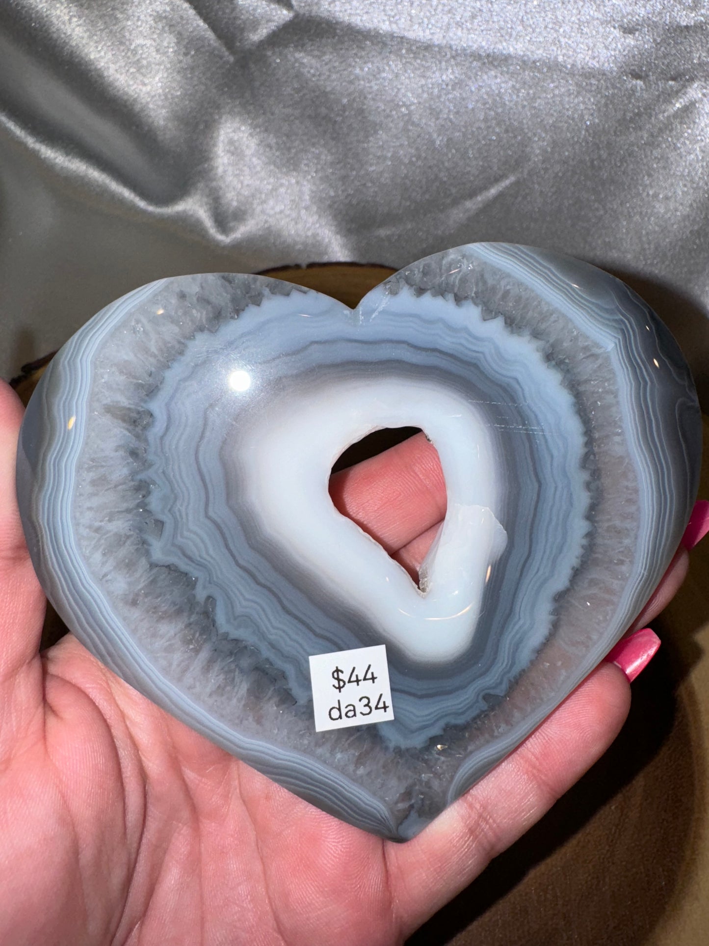 Druzy Agate Large Heart with Stand