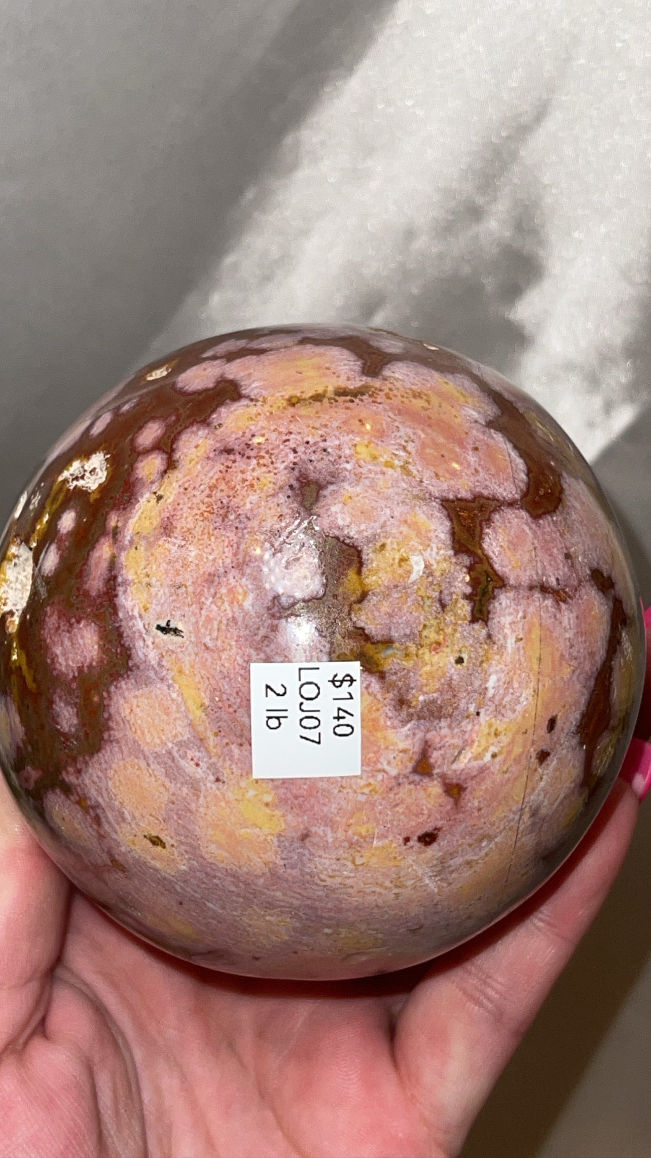 Pink Ocean Jasper AAA XL Sphere (88mm)