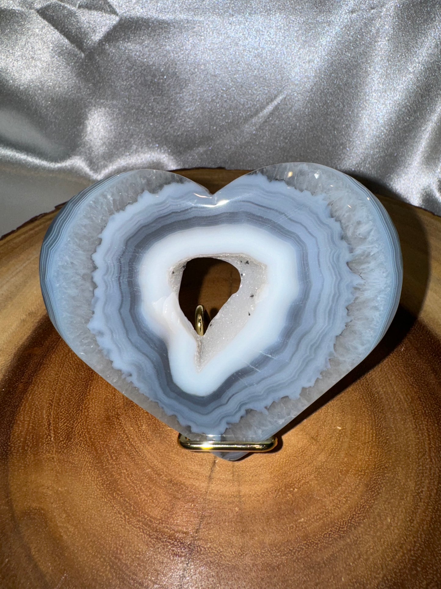 Druzy Agate Large Heart with Stand