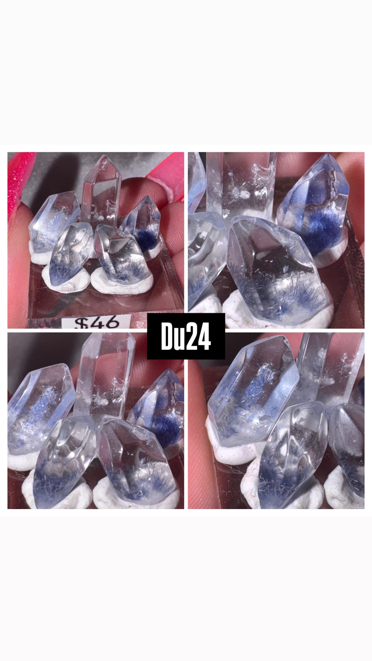 Dumortierite Quartz Rare Point Set