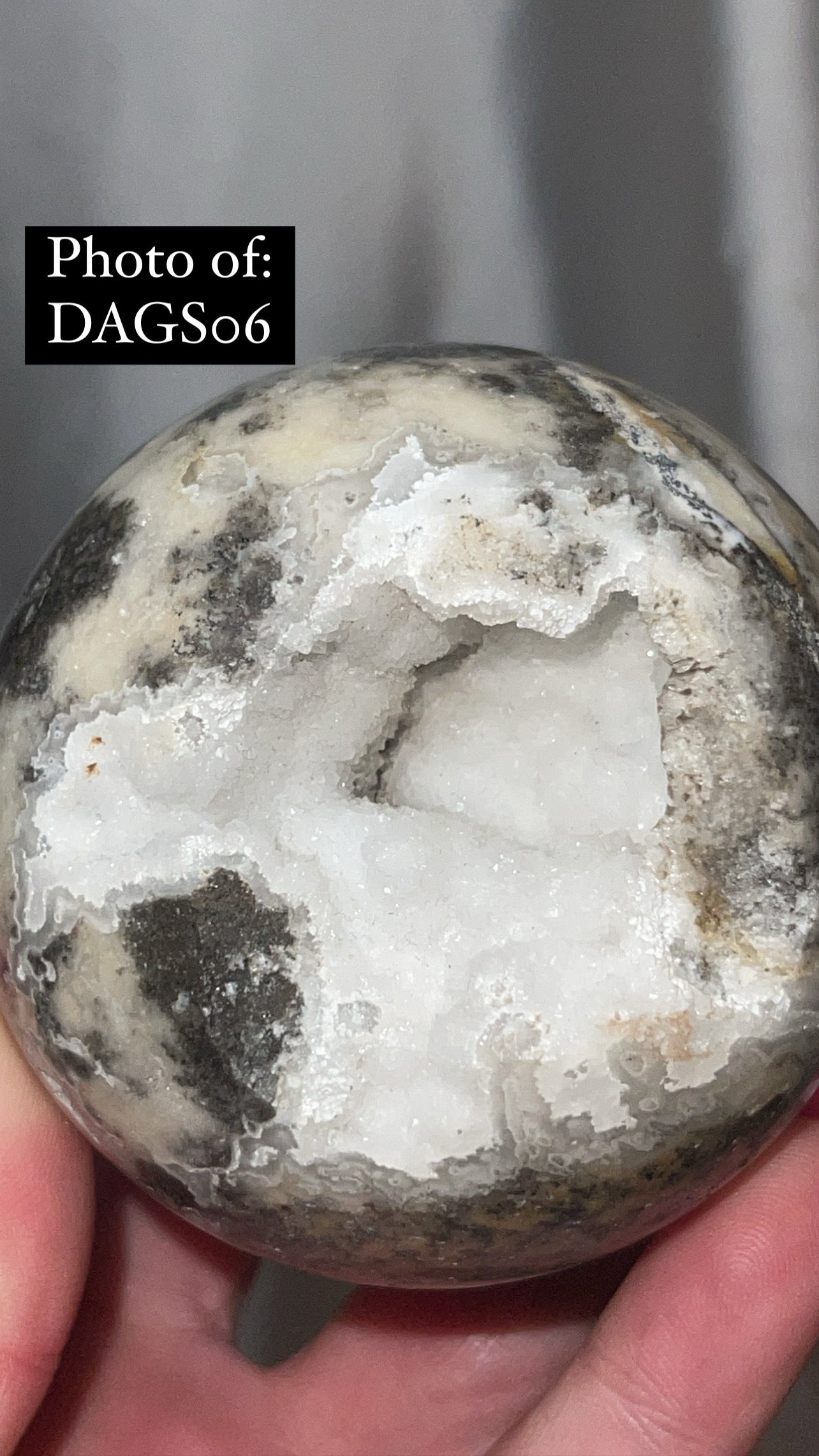 Druzy Plume Agate Dendritic Chalcedony High Quality Large Sphere (68mm)